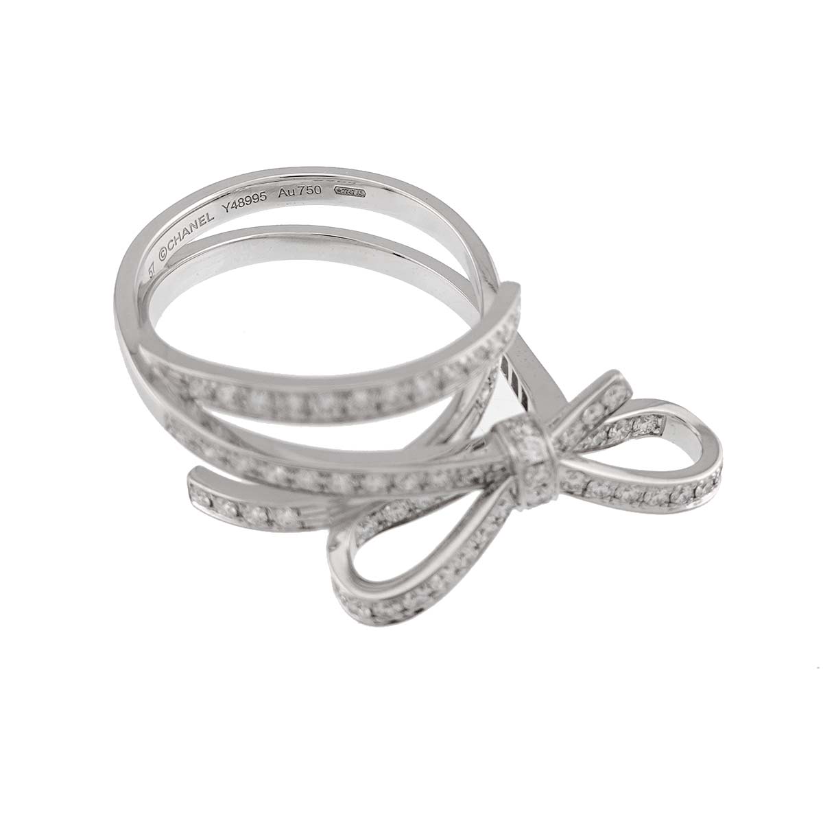 CHANEL Ruban Diamond Ring 18K WG White Gold 750 Sise57 7.75-8(US)