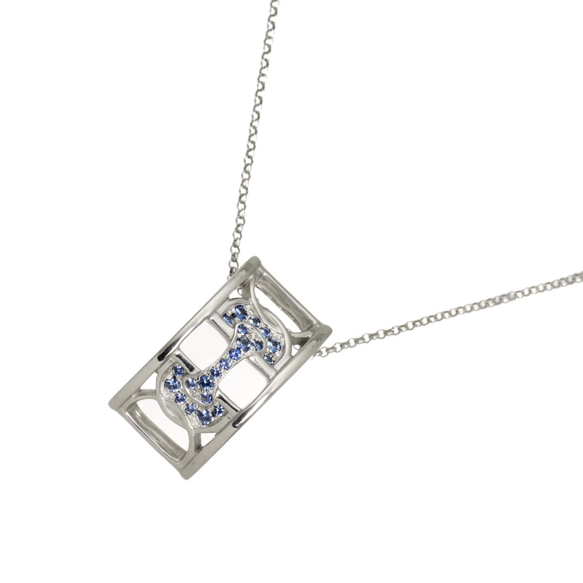 Sapphire Necklace 18K White Gold 750