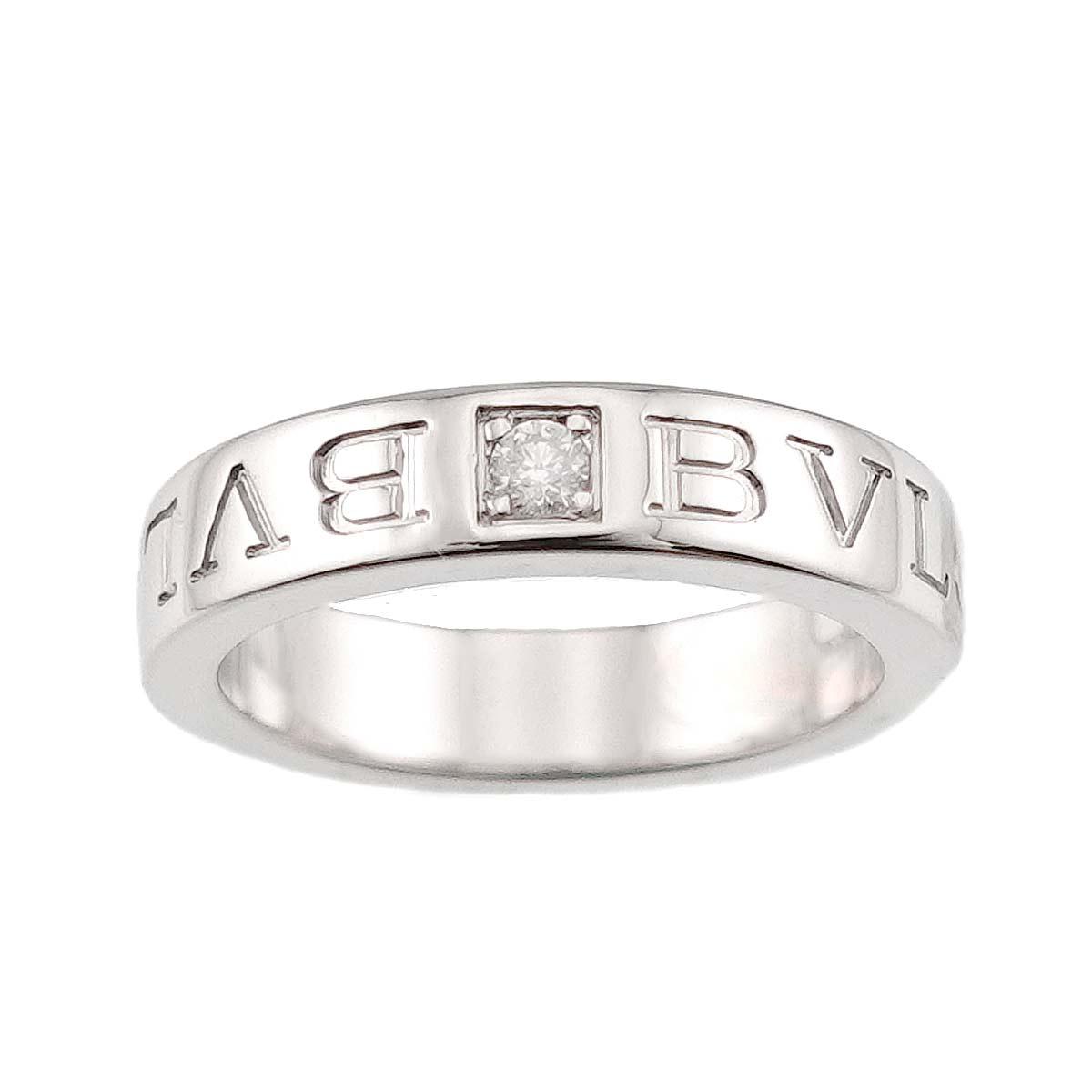 Double Logo Diamond Ring 18K White Gold 750 4-4.5(US)