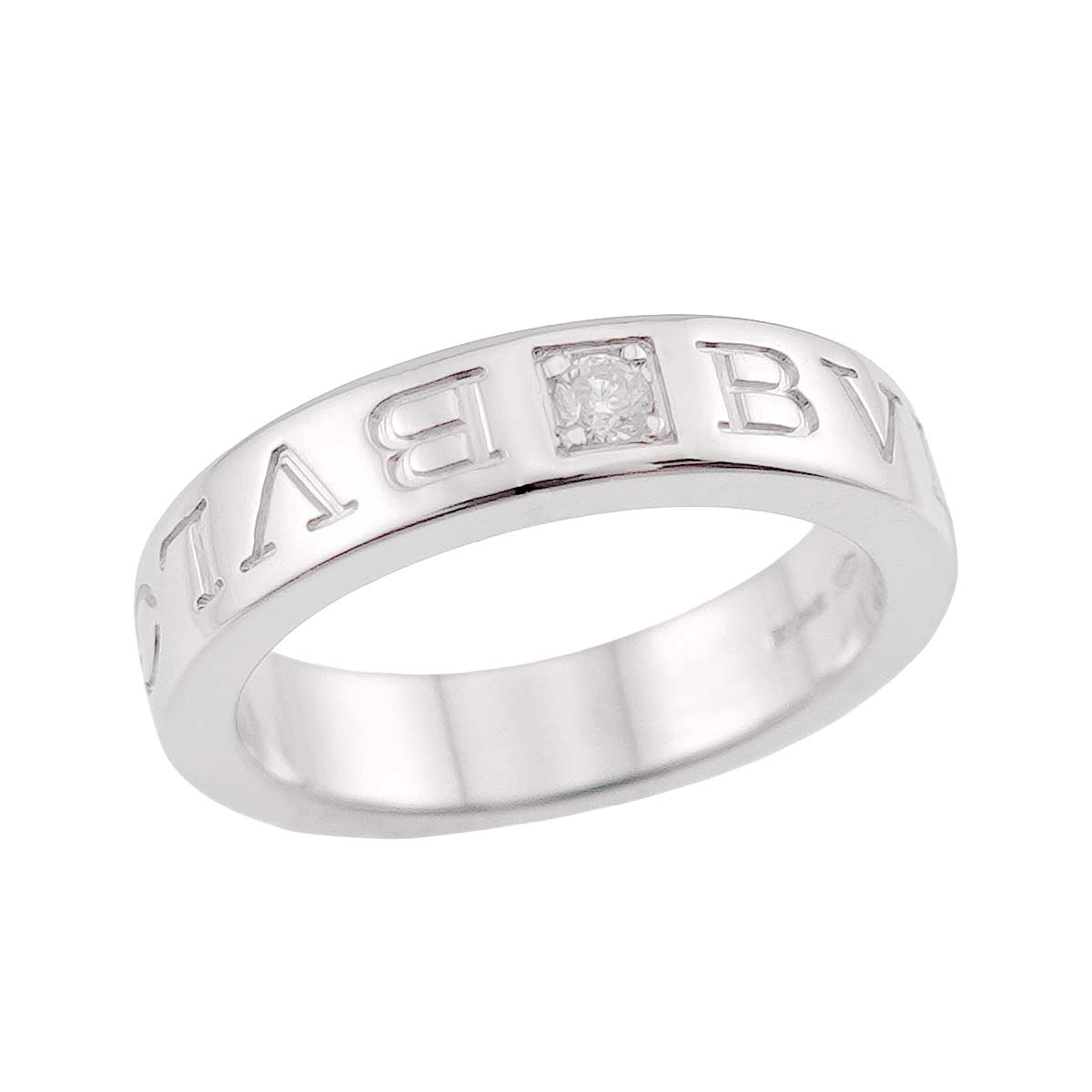 Double Logo Diamond Ring 18K White Gold 750 4-4.5(US)