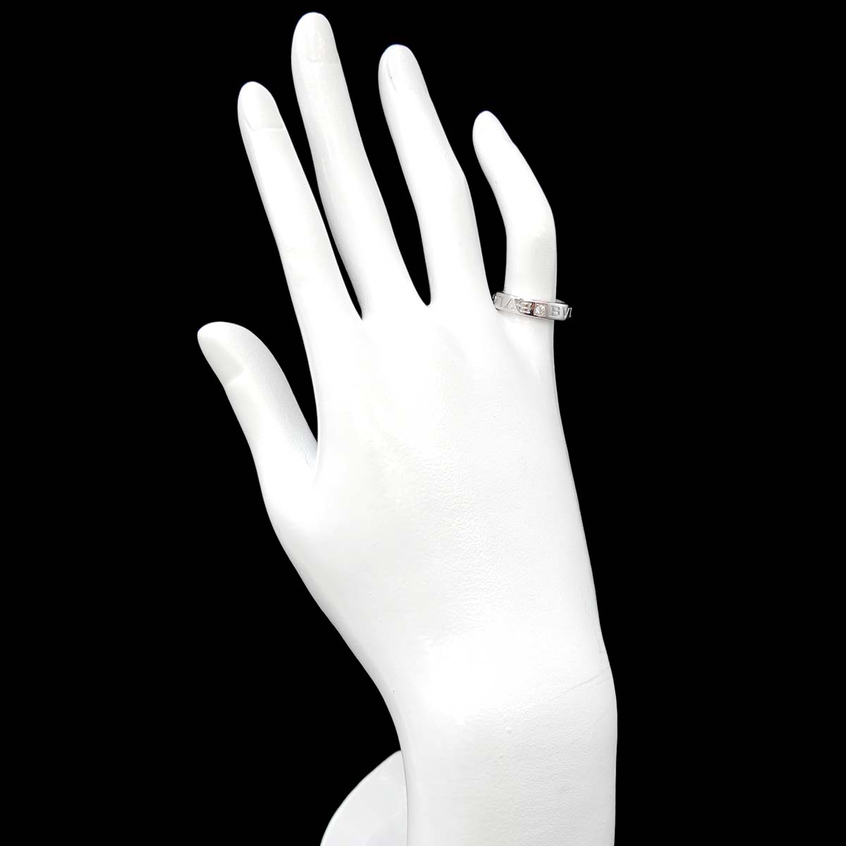 Double Logo Diamond Ring 18K White Gold 750 4-4.5(US)