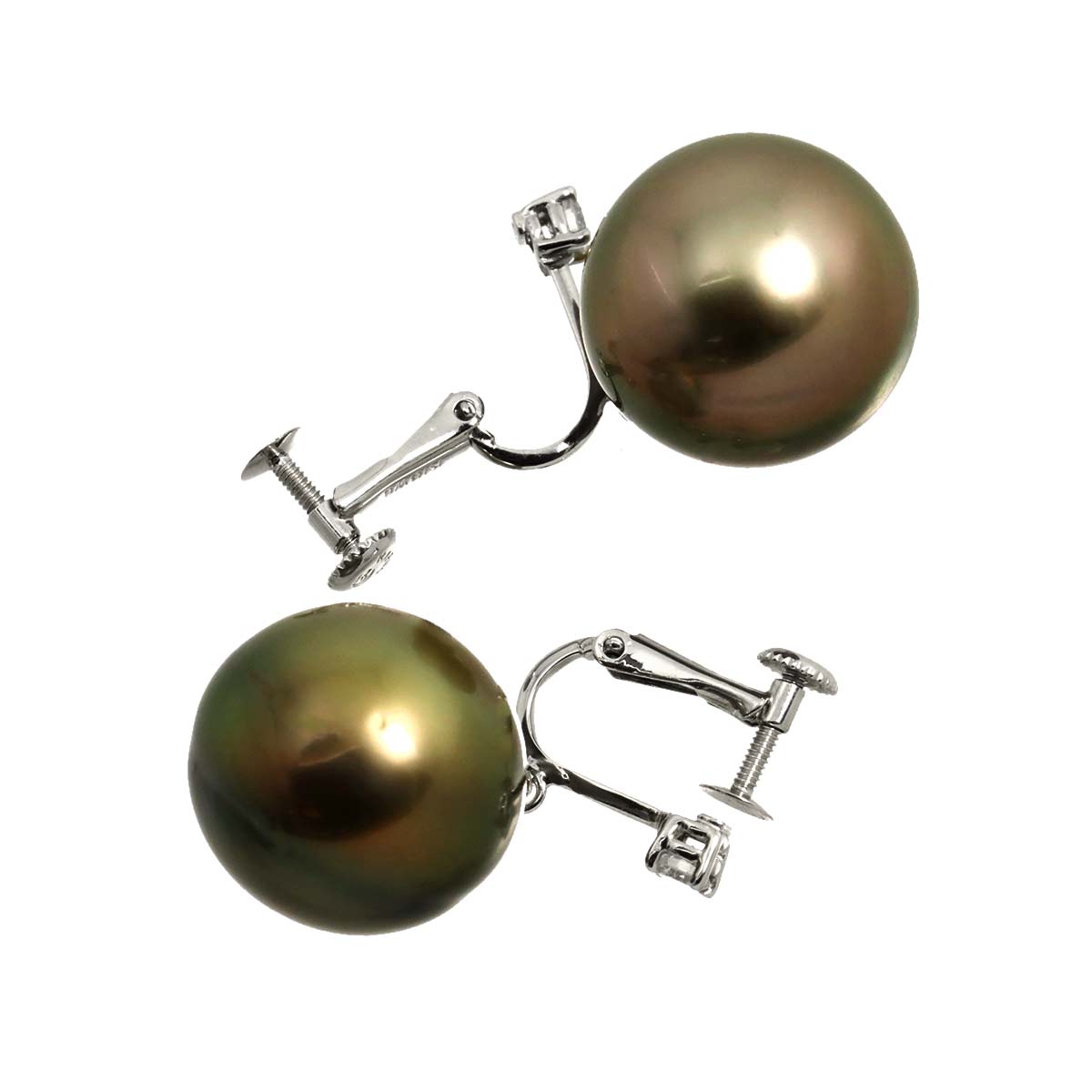 South Sea pearl Diamond Earrings Clip on 18K WG White Gold 750