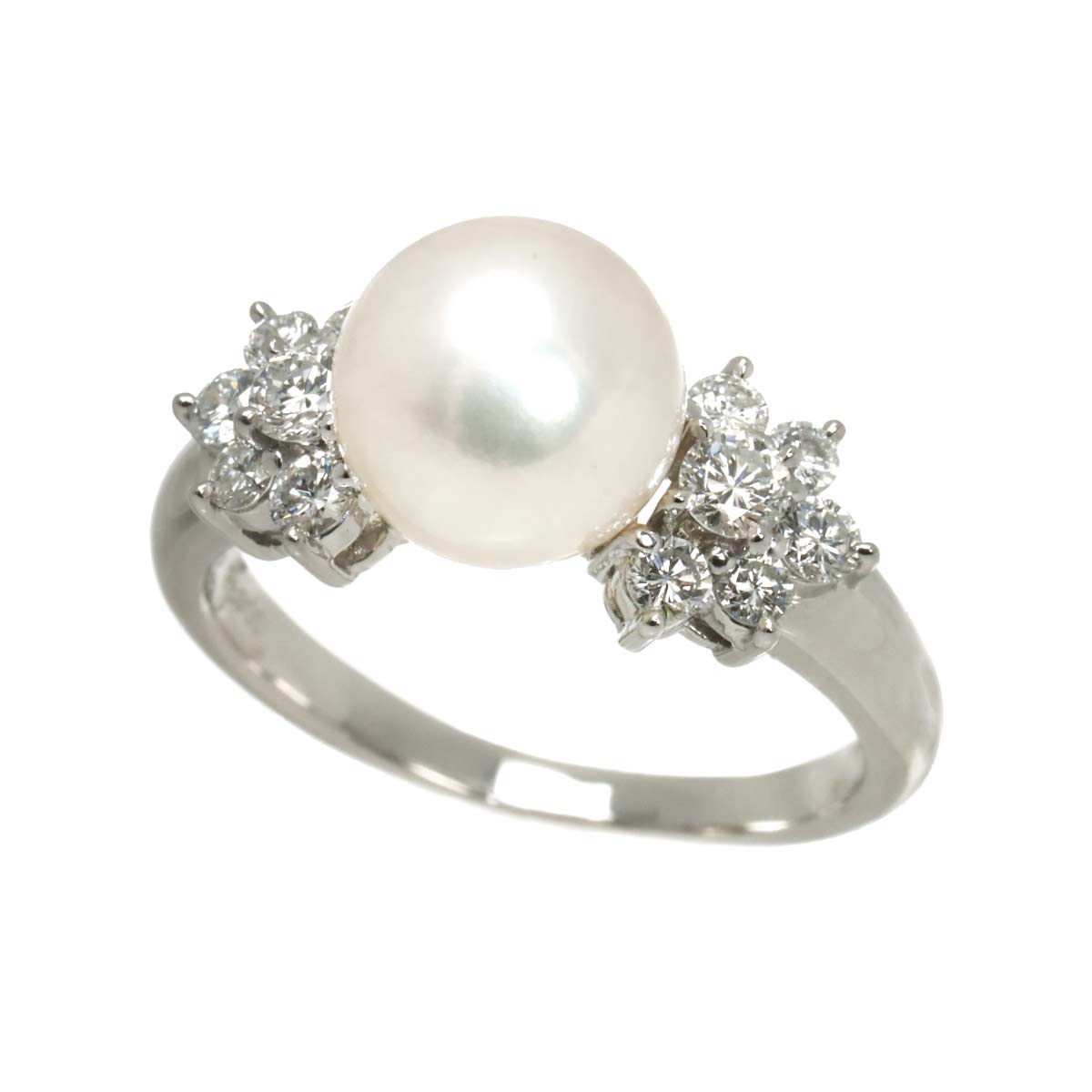 Akoya Pearl 8.5mm Diamond 0.50ct Ring Pt size6(US)
