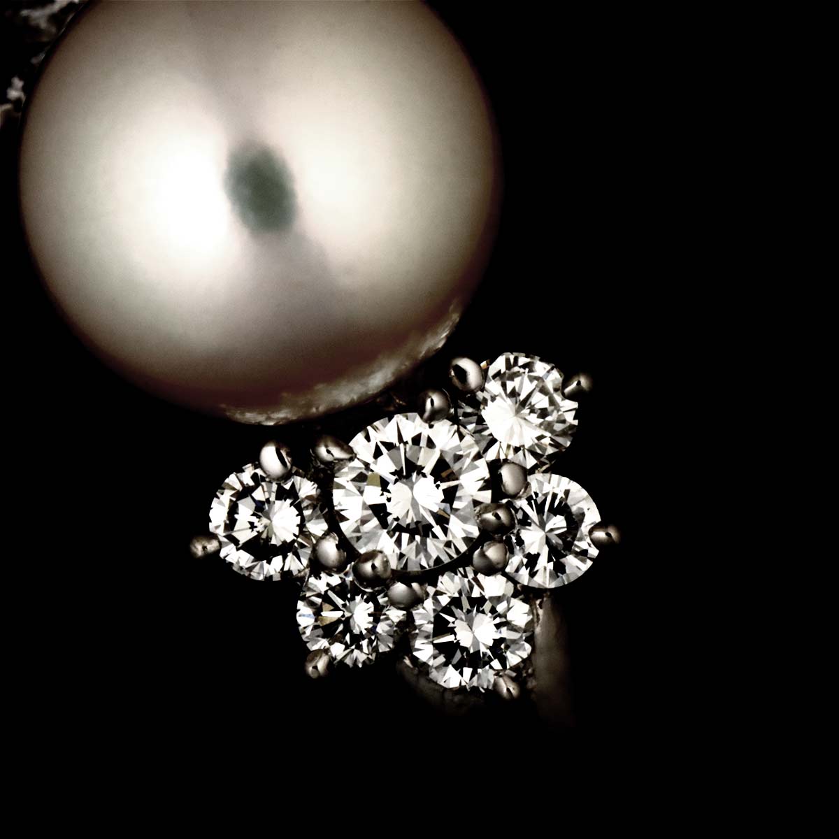 Akoya Pearl 8.5mm Diamond 0.50ct Ring Pt size6(US)