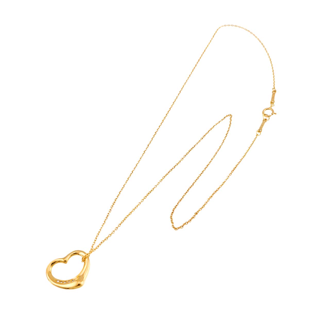 Open Heart Diamond Necklace 18K Yellow Gold 750