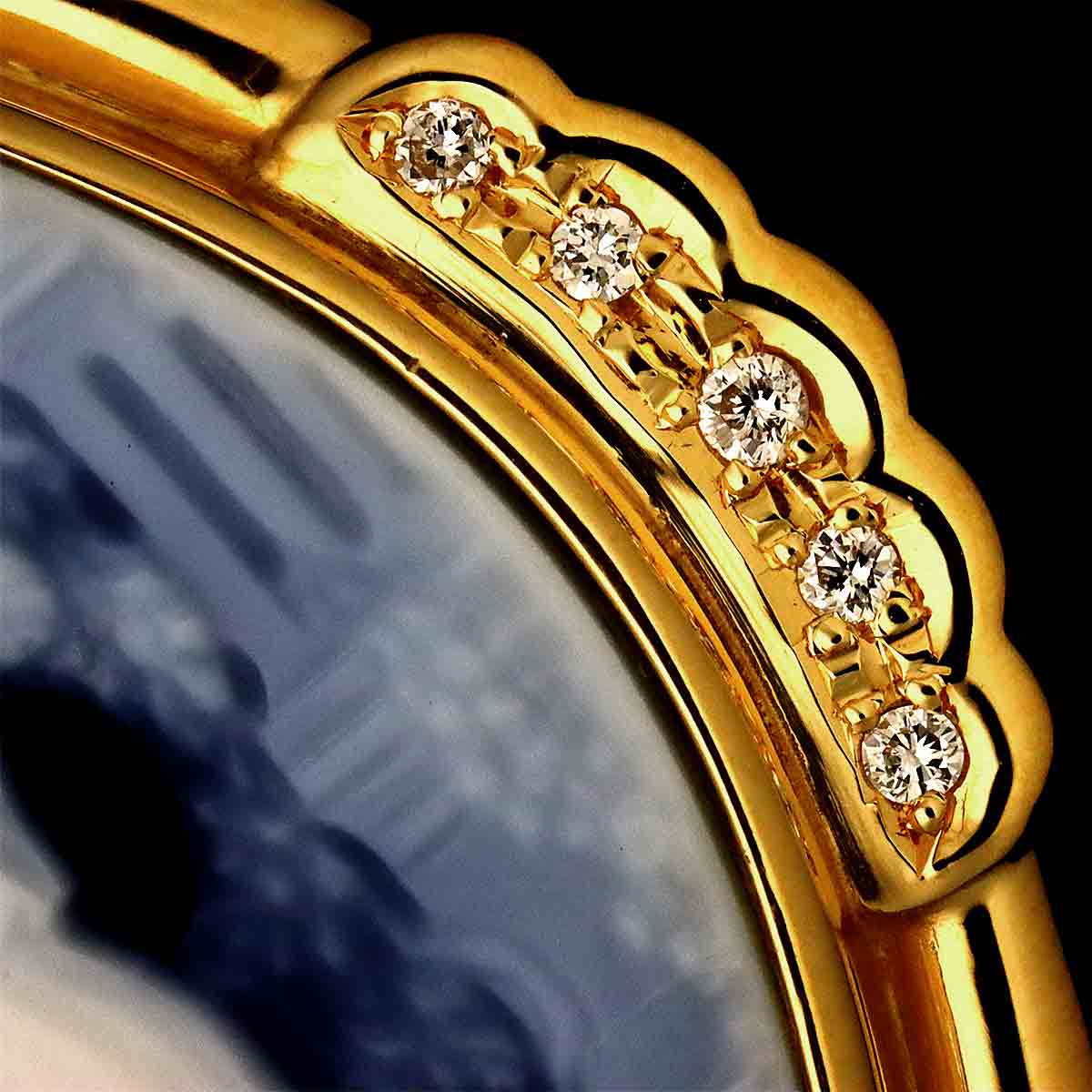 Agate cameo Diamond 0.15ct Brooch Pendant Top 18K YG 750
