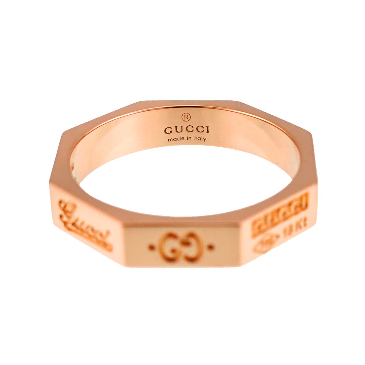 Octagonal Ring 18K Pink Gold 750 size10 5-5.25(US)