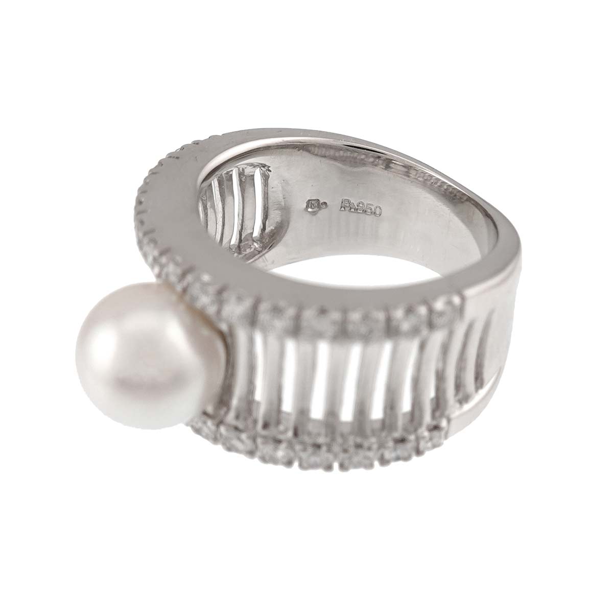 Akoya Pearl 7.6mm Diamond Ring Platinum size5.25(US)
