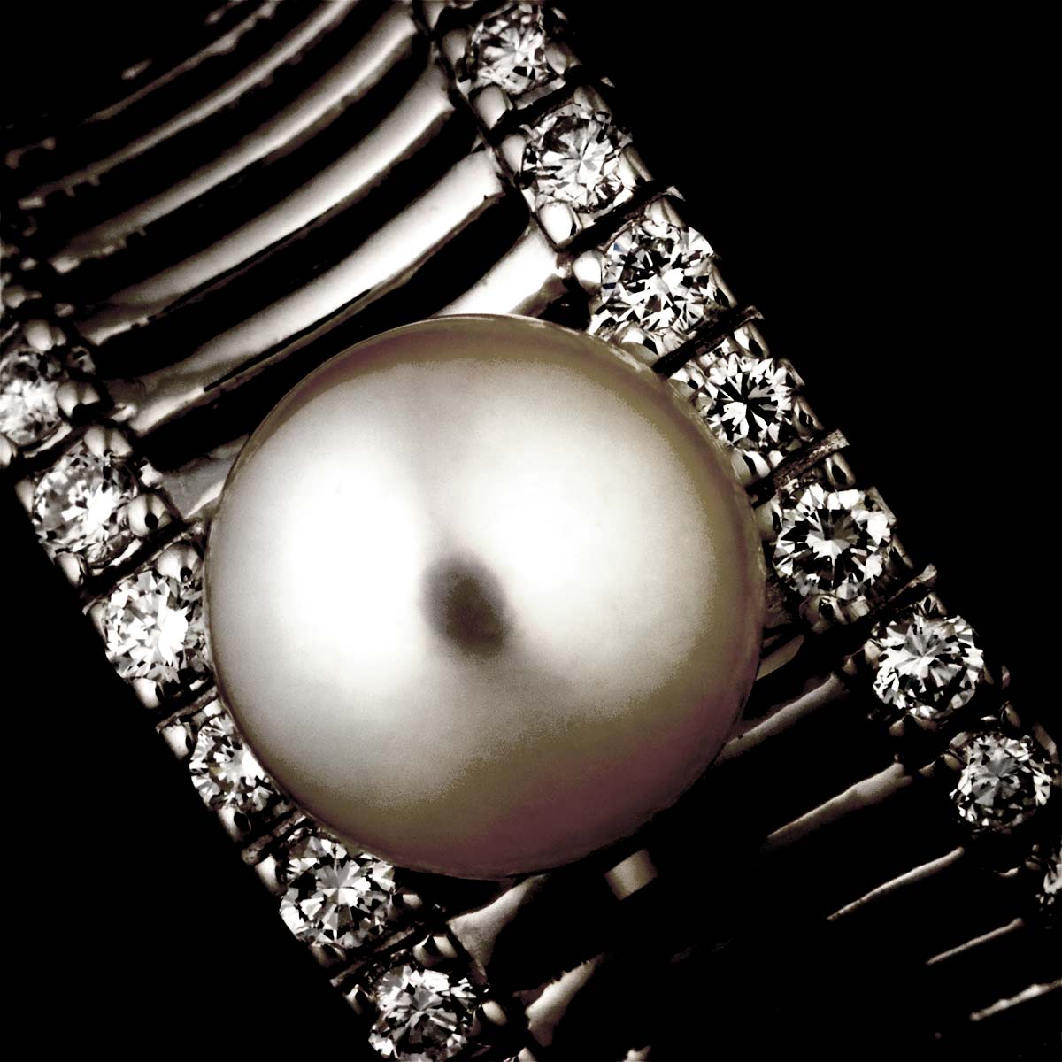 Akoya Pearl 7.6mm Diamond Ring Platinum size5.25(US)