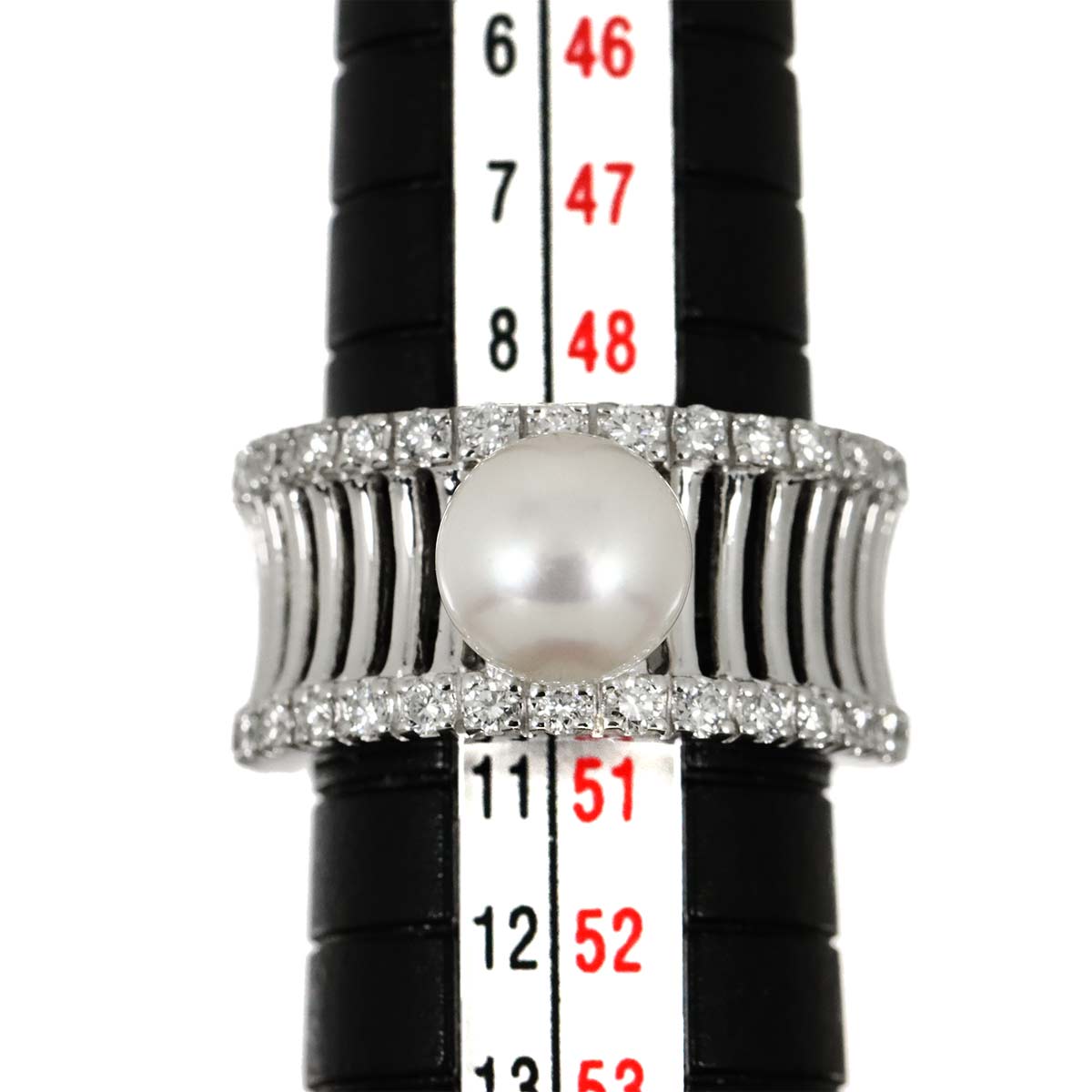 Akoya Pearl 7.6mm Diamond Ring Platinum size5.25(US)