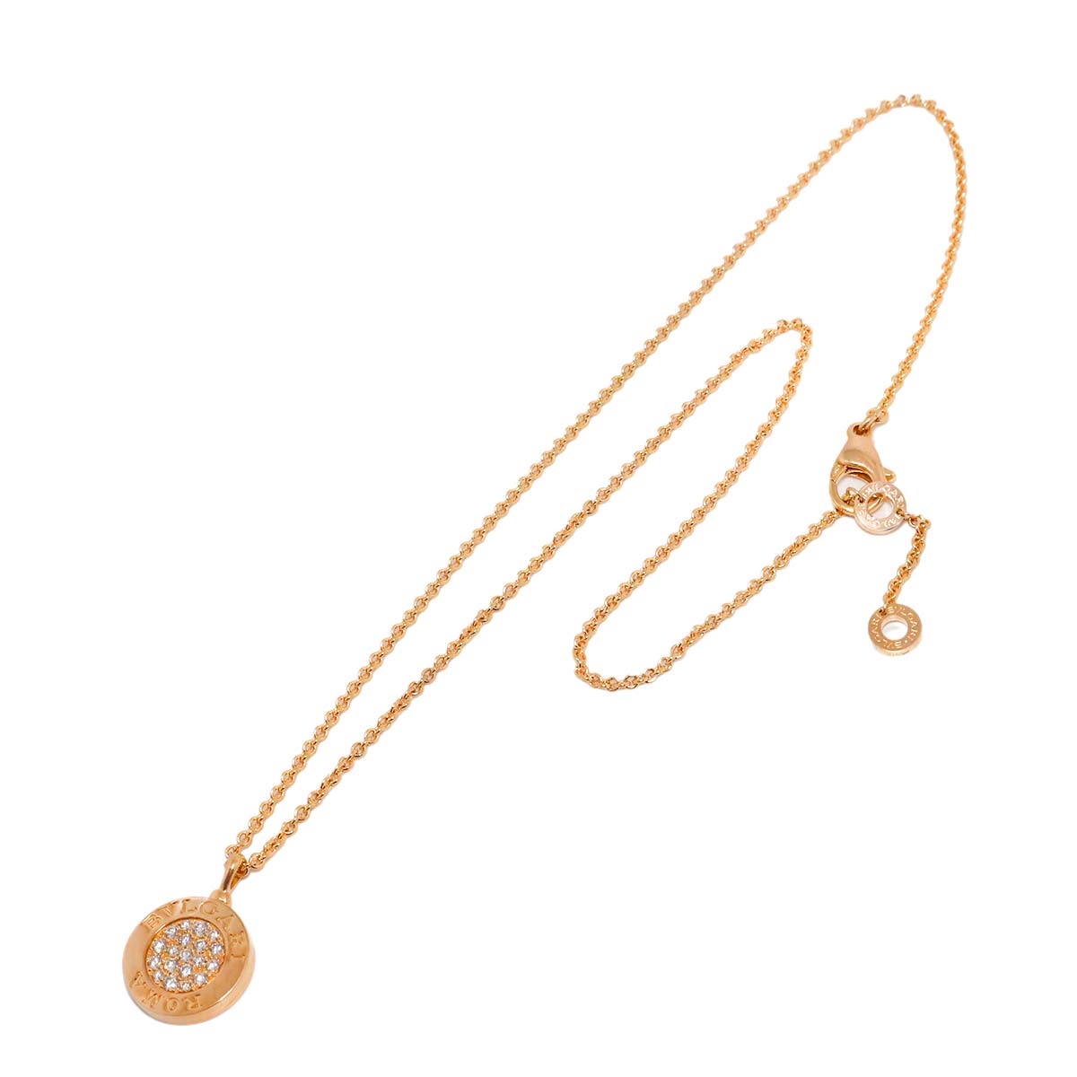 BVLGARIBVLGARI Pave Diamond Onyx Necklace 18K Pink Gold 750