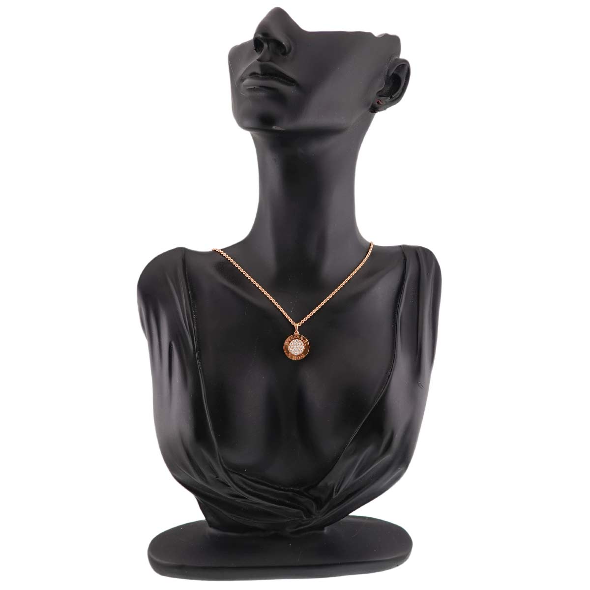 BVLGARIBVLGARI Pave Diamond Onyx Necklace 18K Pink Gold 750
