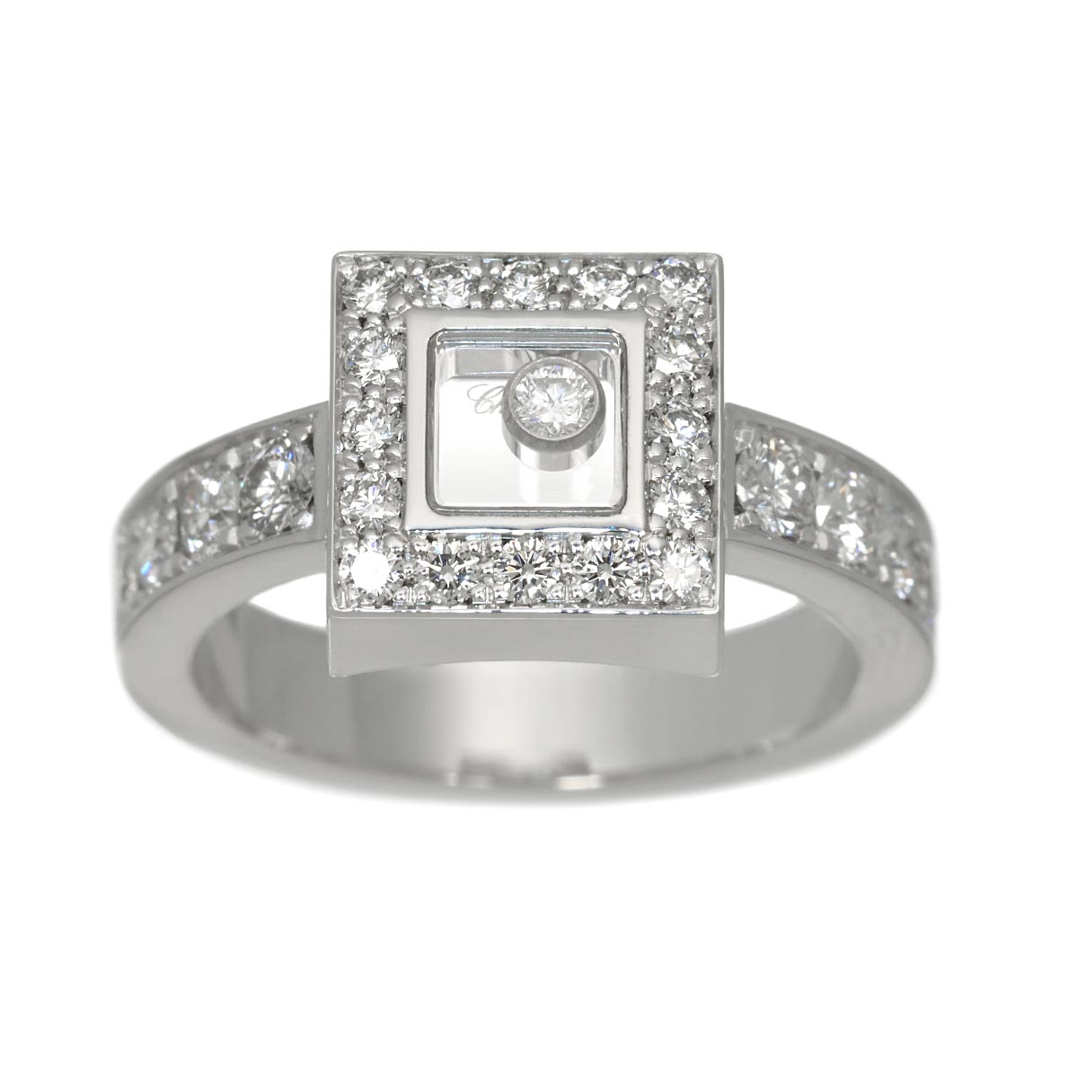 Happy Diamond Ring 18K White Gold 750 Size6.75(US)