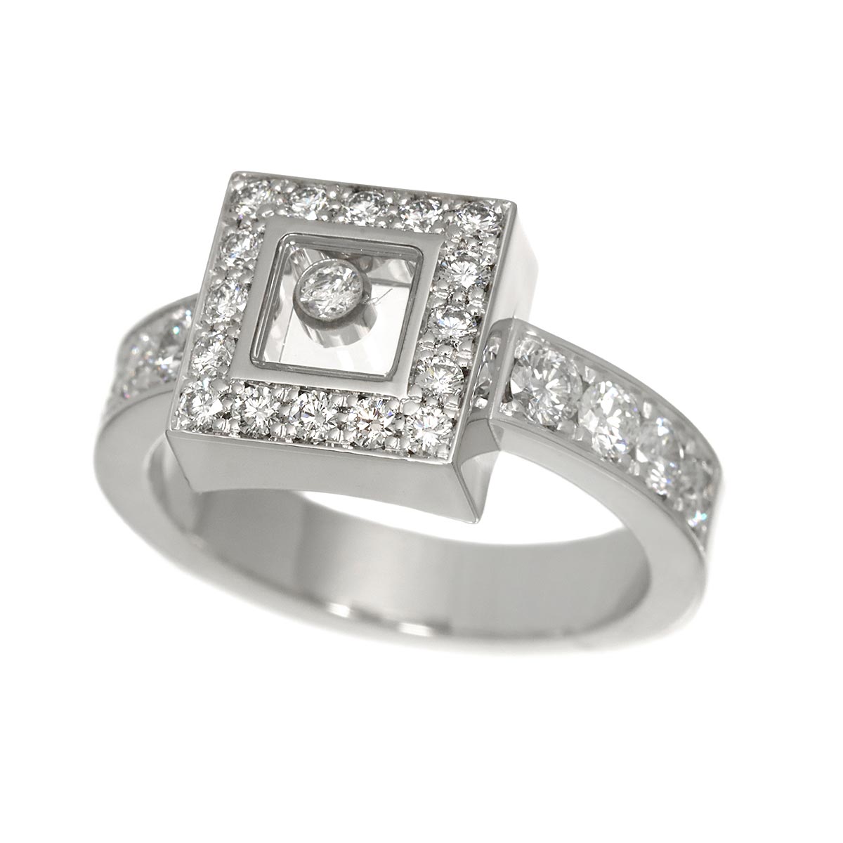 Happy Diamond Ring 18K White Gold 750 Size6.75(US)