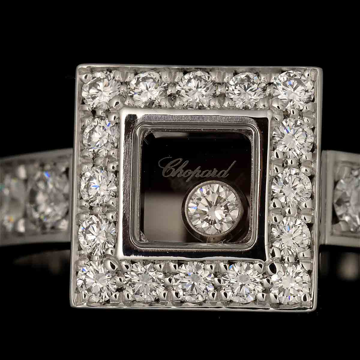 Happy Diamond Ring 18K White Gold 750 Size6.75(US)