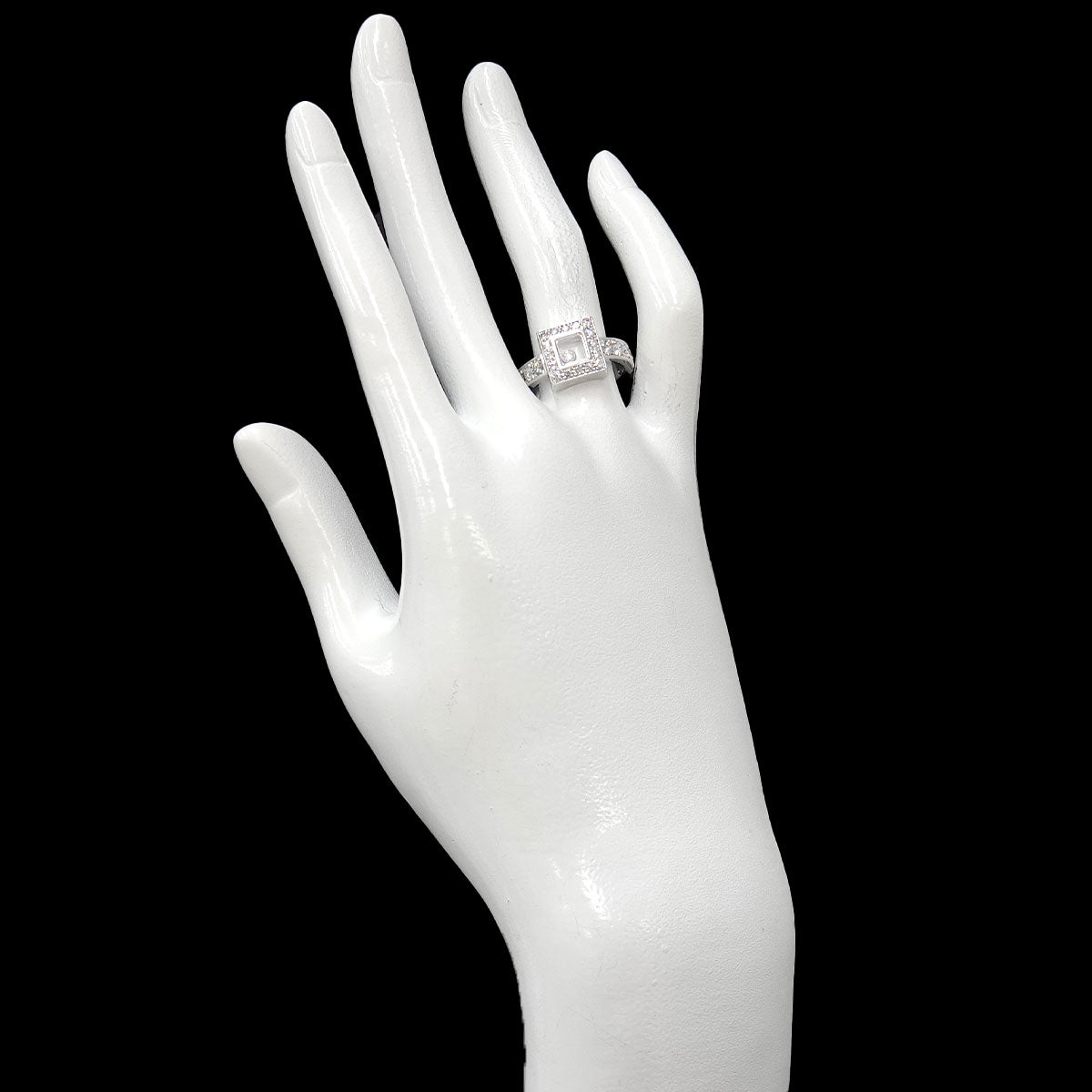 Happy Diamond Ring 18K White Gold 750 Size6.75(US)