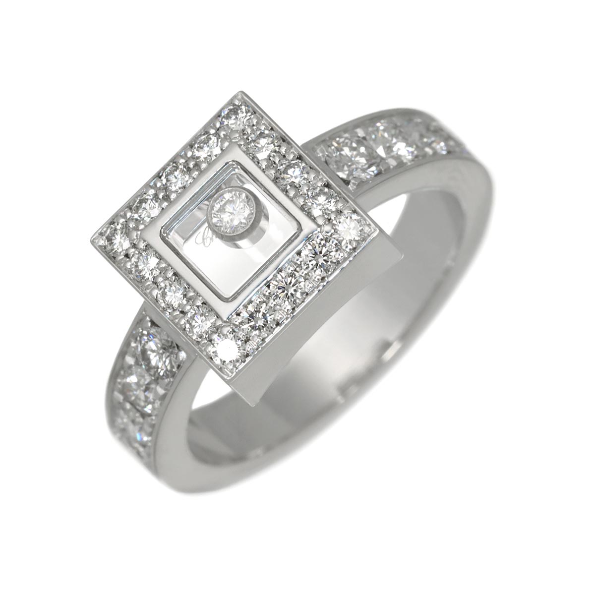 Happy Diamond Ring 18K White Gold 750 Size6.75(US)