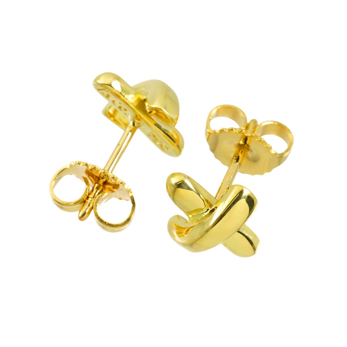 Cross stitch Earrings Pierced 18K Yellow Gold 750