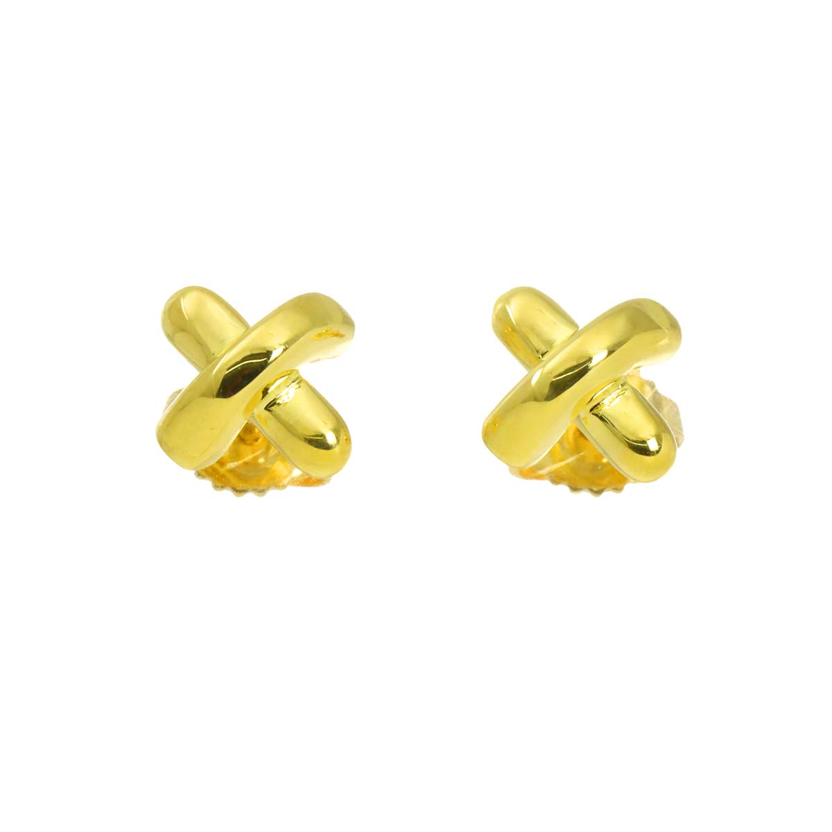 Cross stitch Earrings Pierced 18K Yellow Gold 750