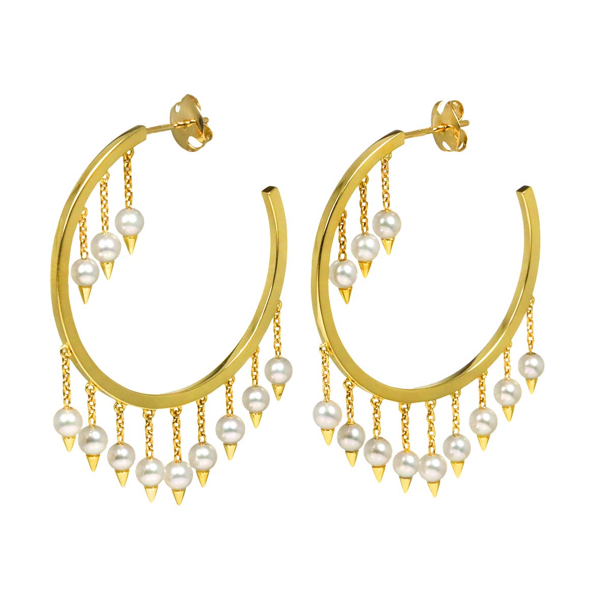 danger fringe Akoya Pearl 3.6mm Earrings Pierced 18K YG 750