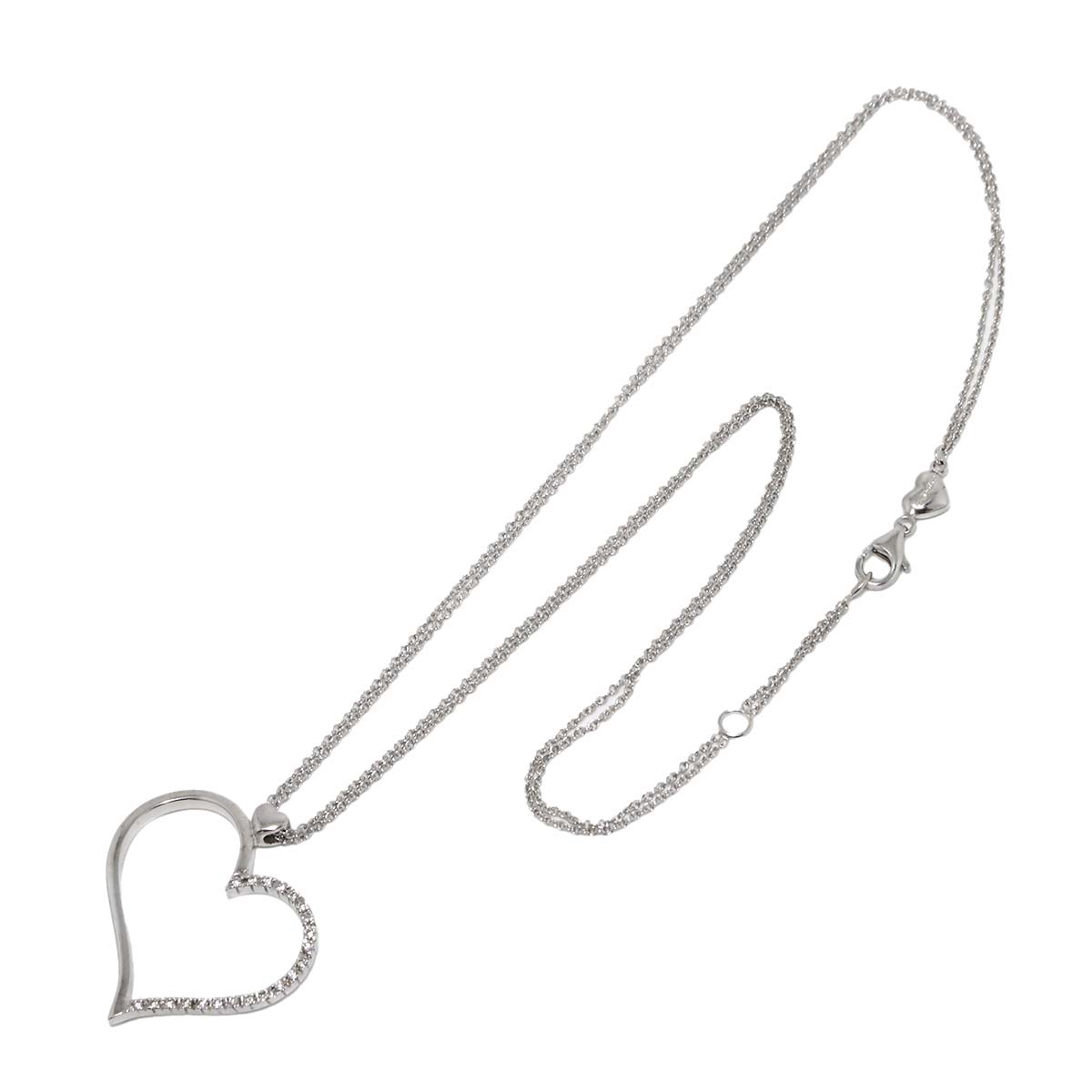 Heart Motif Diamond 0.15ct Necklace 18K White Gold 750
