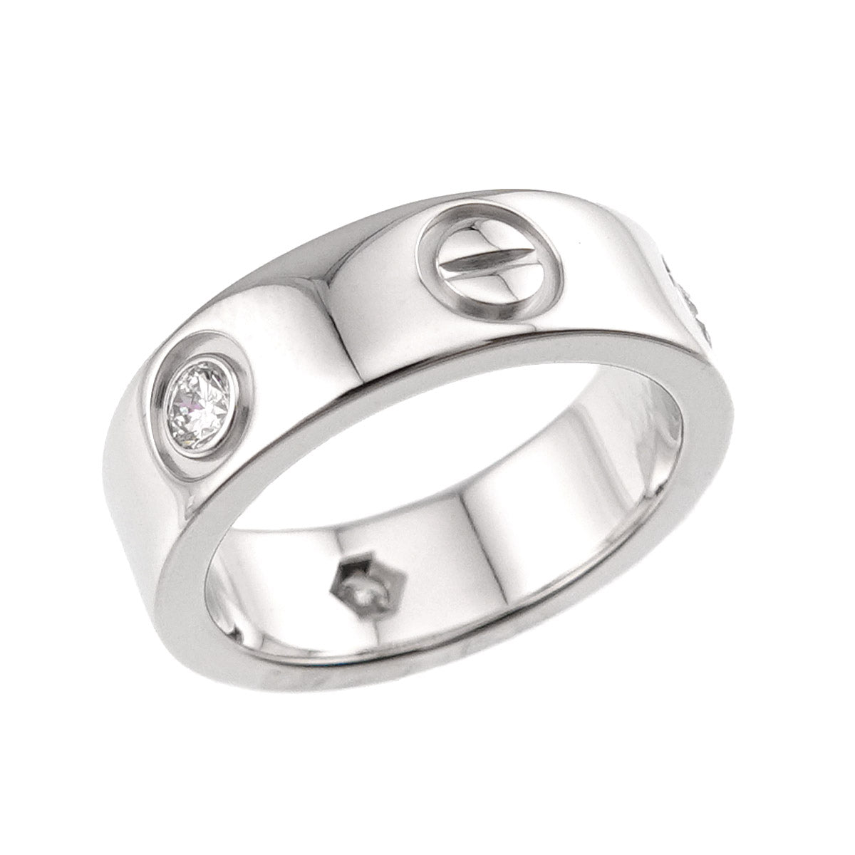 Love Ring Half Diamond 3P 18K WG 750 size47 4(US)