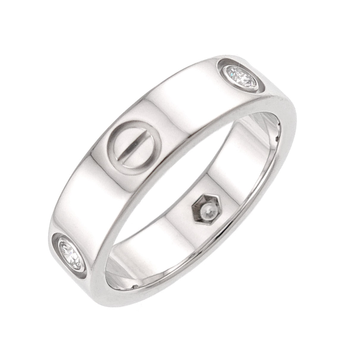 Love Ring Half Diamond 3P 18K White Gold 750 size58 8.25(US)