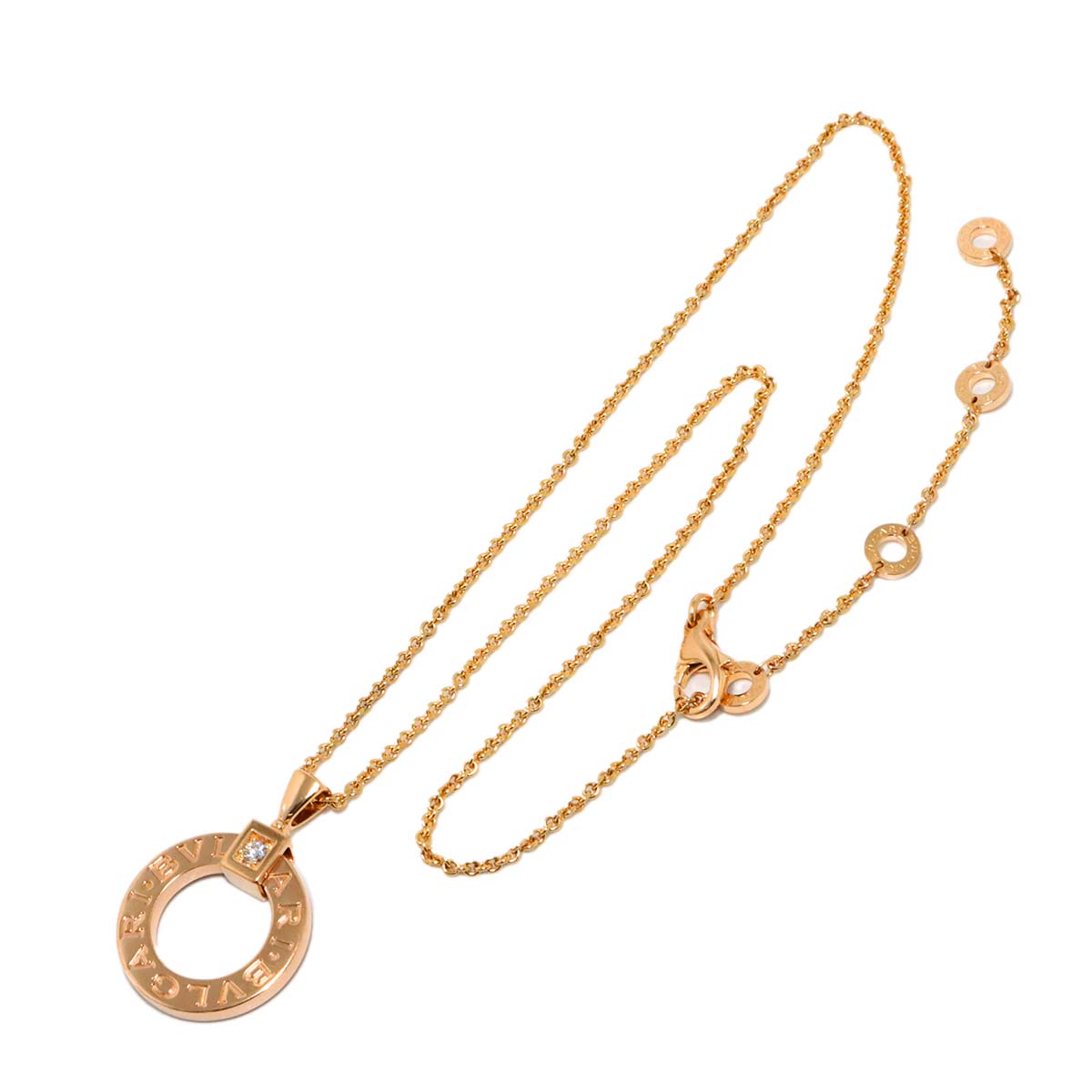 Double Logo Necklace Diamond 18K Pink Gold 750