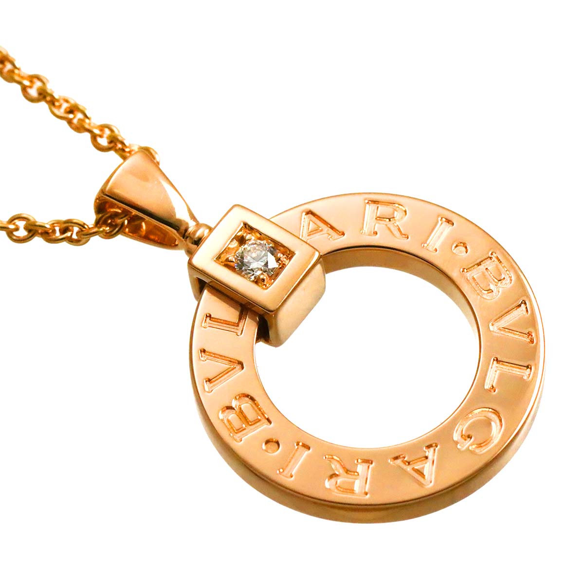 Double Logo Necklace Diamond 18K Pink Gold 750