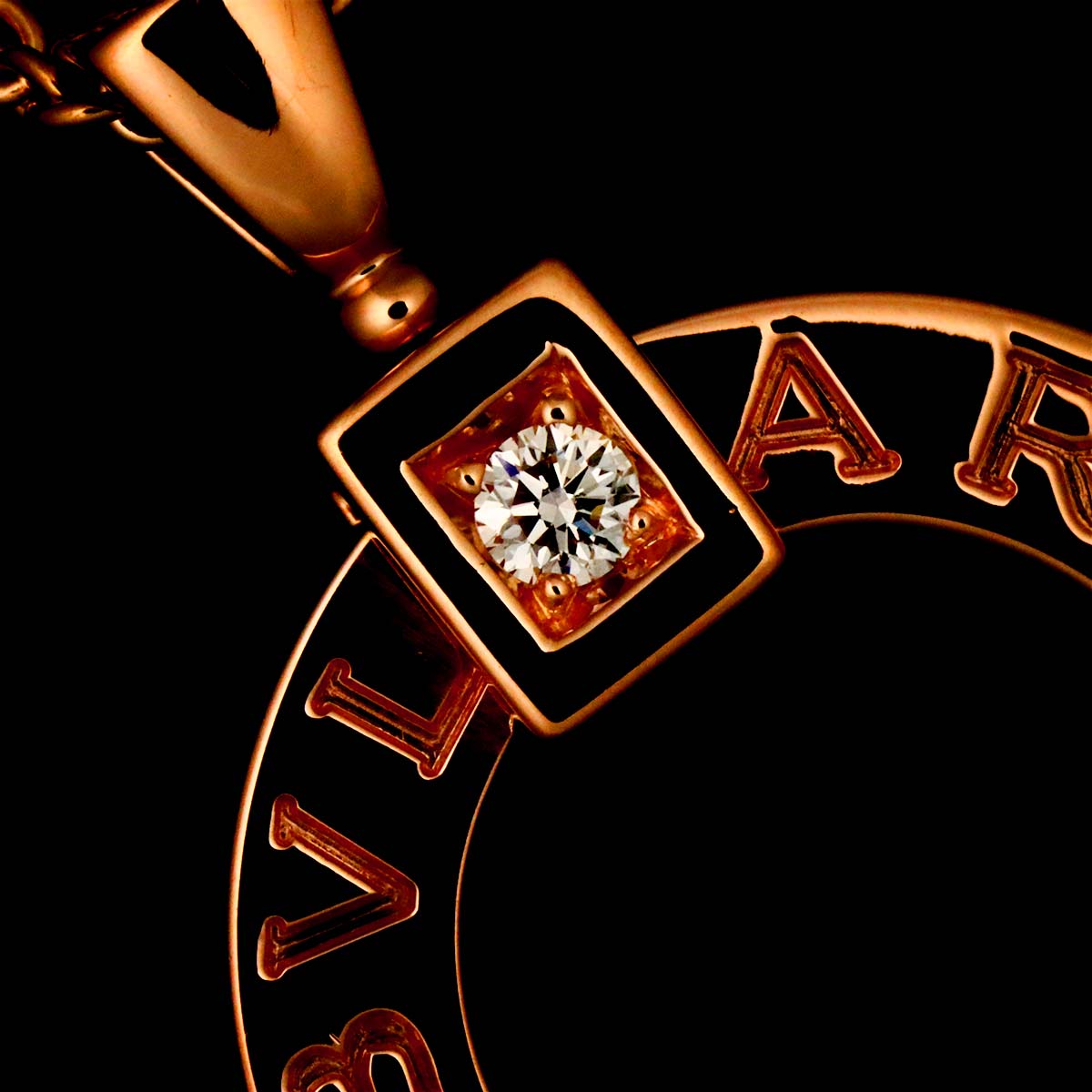 Double Logo Necklace Diamond 18K Pink Gold 750