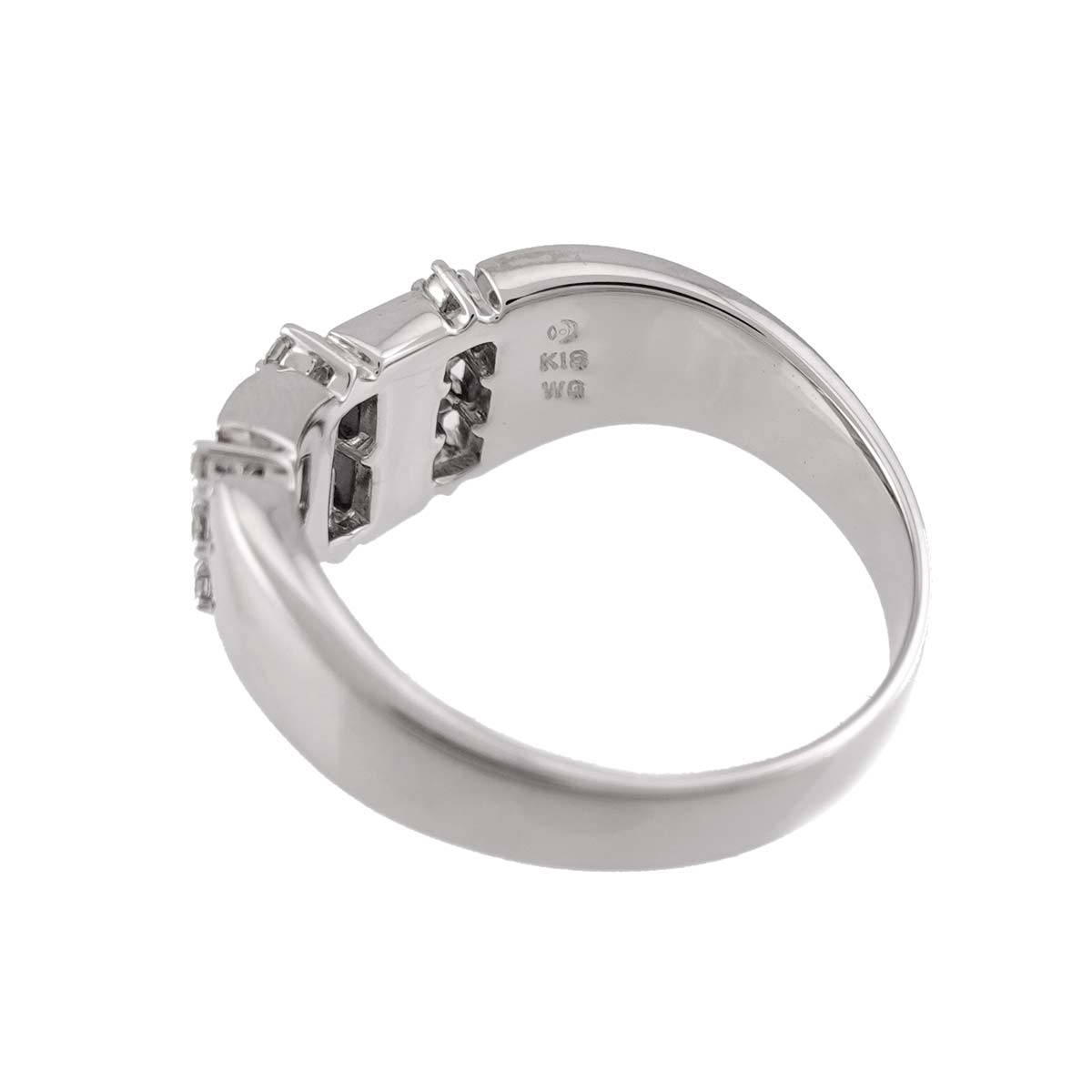 Diamond 0.14ct Mother of Pearl MOP Ring 18K WG 750 Size9.5(US)