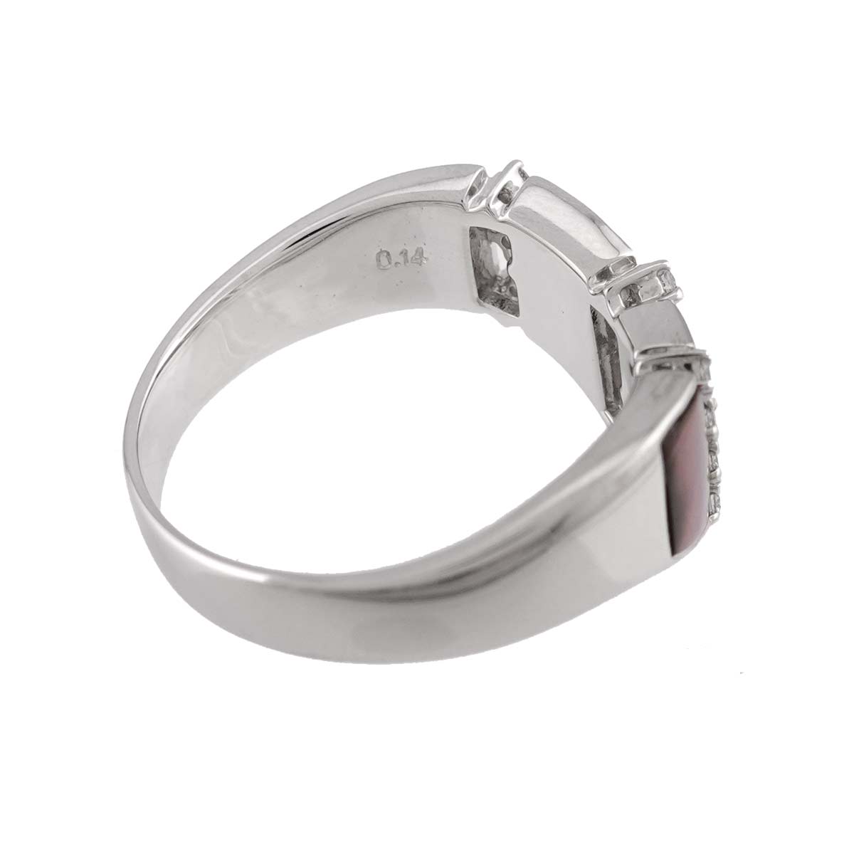 Diamond 0.14ct Mother of Pearl MOP Ring 18K WG 750 Size9.5(US)