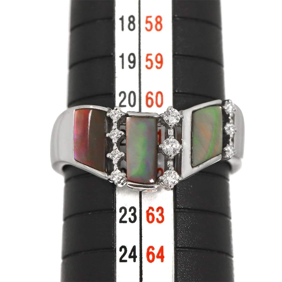Diamond 0.14ct Mother of Pearl MOP Ring 18K WG 750 Size9.5(US)