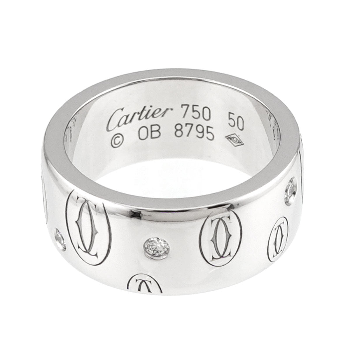 Happy Birthday Diamond Ring 18K WG 750 Size50 4.75-5(US)