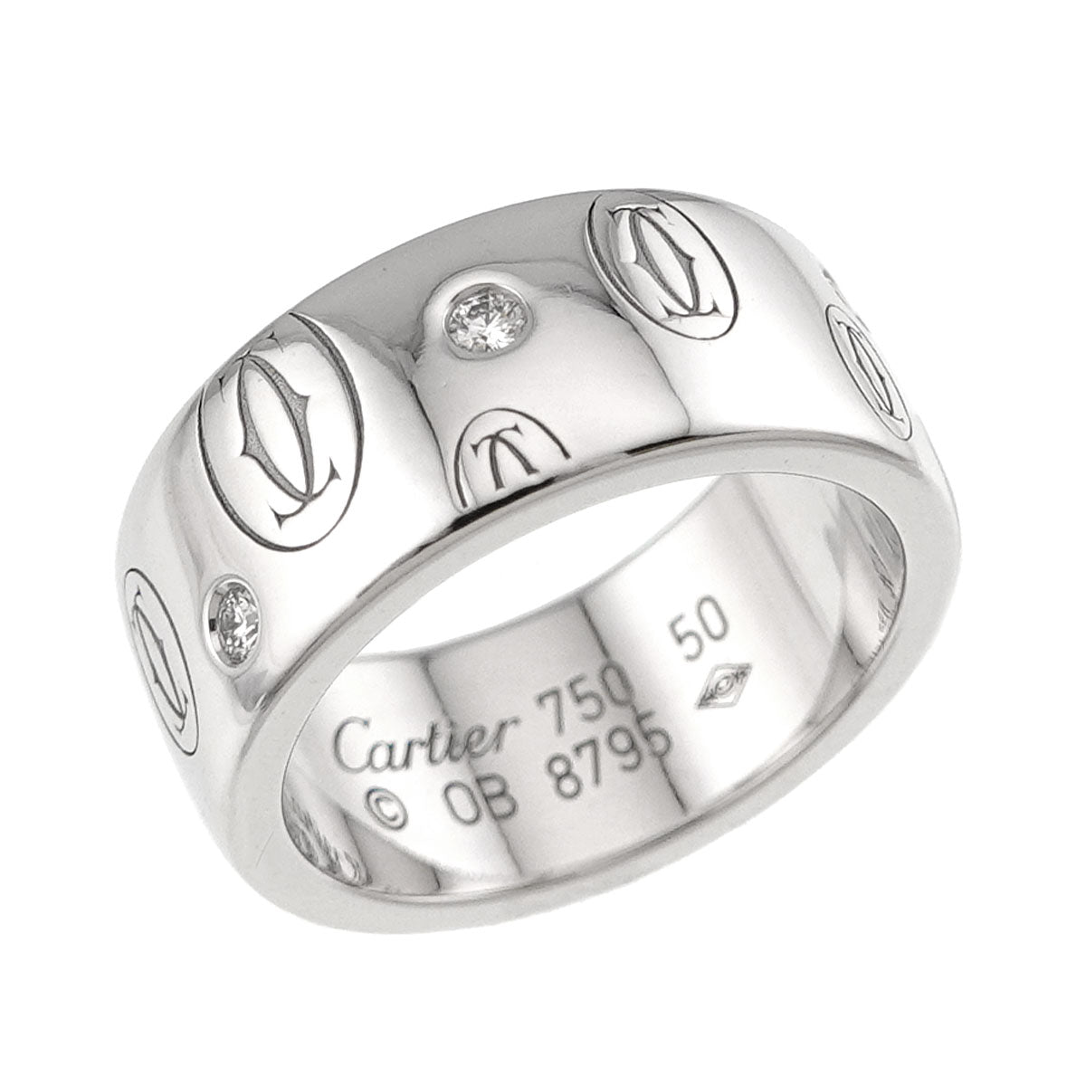 Happy Birthday Diamond Ring 18K WG 750 Size50 4.75-5(US)