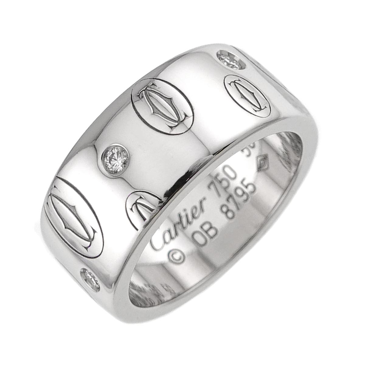 Happy Birthday Diamond Ring 18K WG 750 Size50 4.75-5(US)