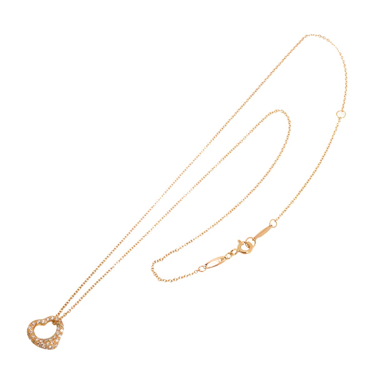 Open Heart Diamond Necklace 18K Pink Gold 750