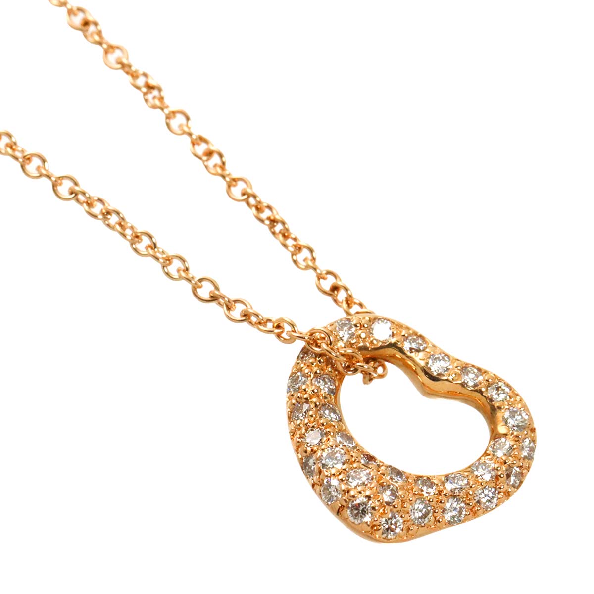 Open Heart Diamond Necklace 18K Pink Gold 750