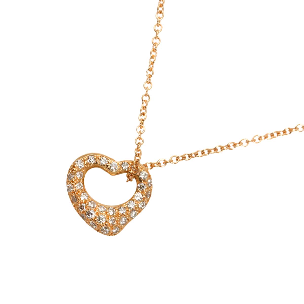 Open Heart Diamond Necklace 18K Pink Gold 750