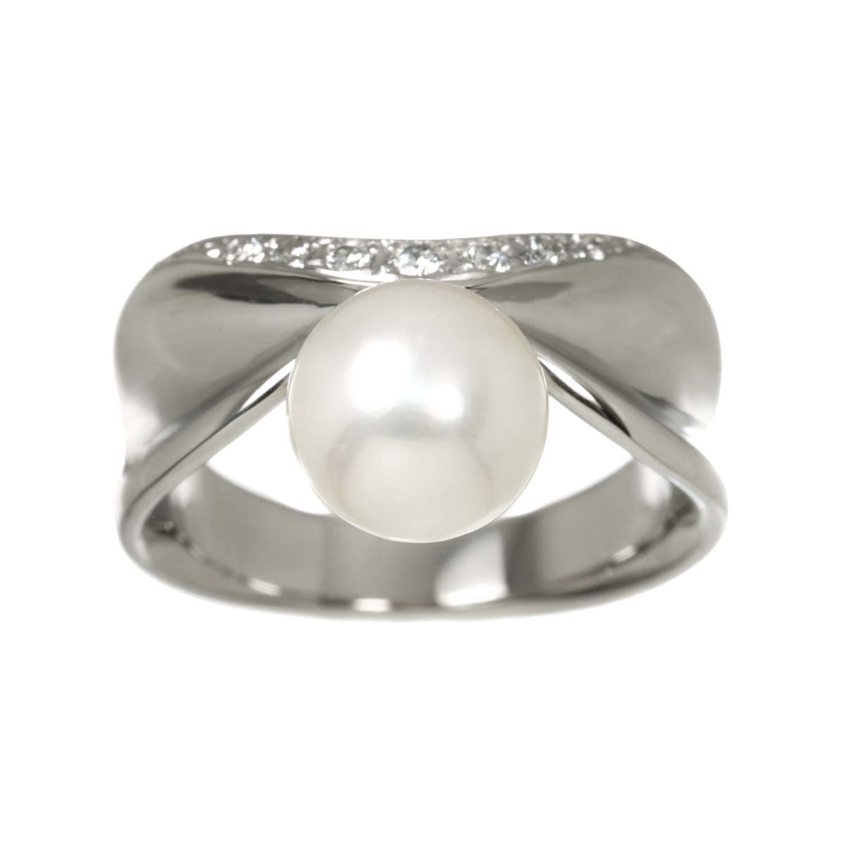 Akoya Pearl 8.0mm Diamond Ring Platinum size4.5(US)
