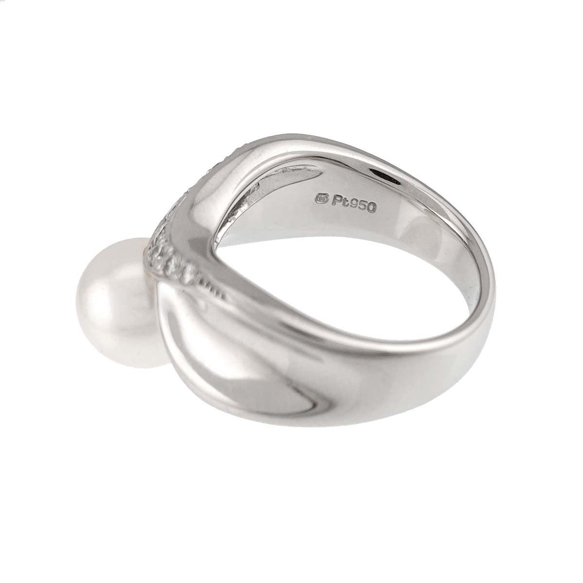 Akoya Pearl 8.0mm Diamond Ring Platinum size4.5(US)