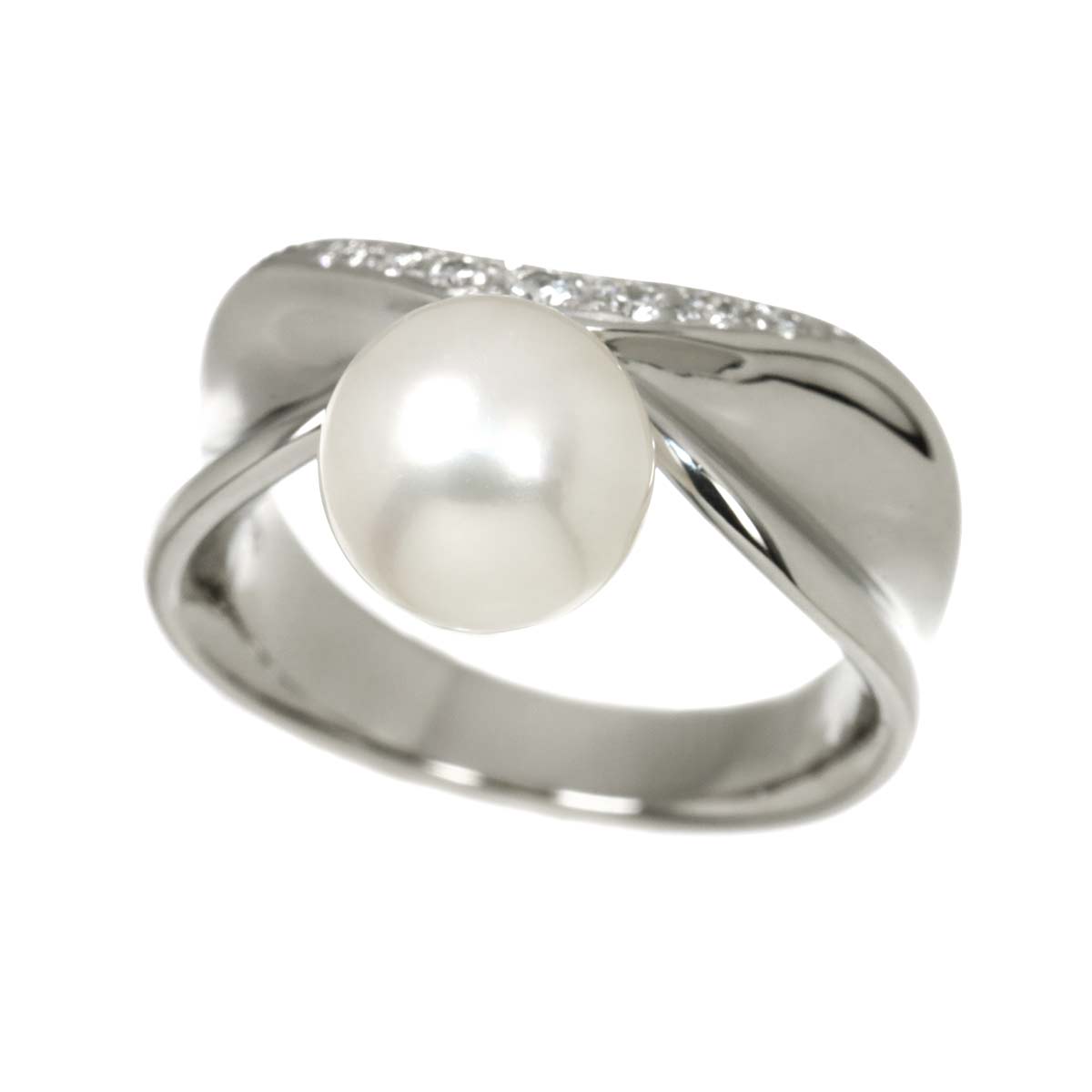 Akoya Pearl 8.0mm Diamond Ring Platinum size4.5(US)