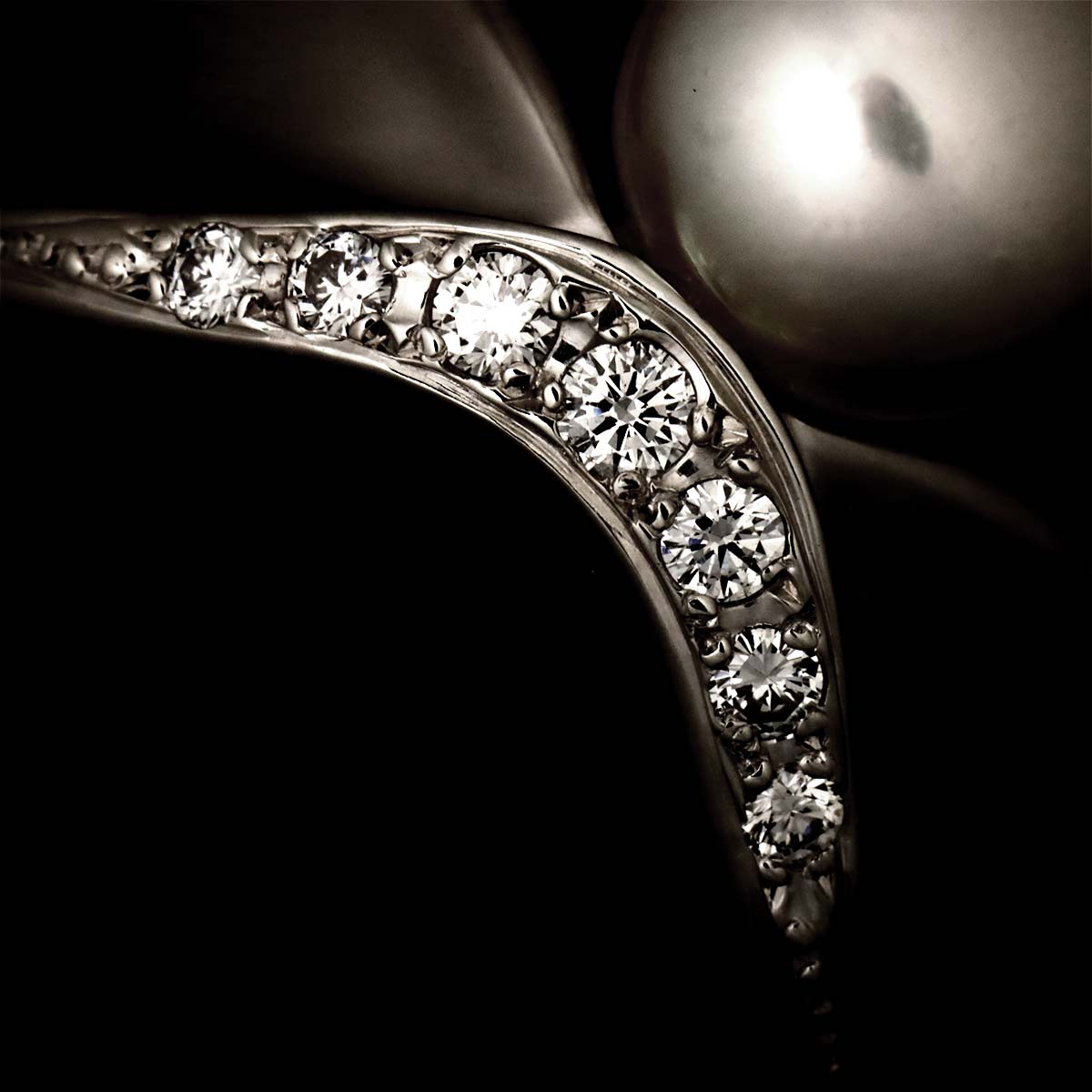 Akoya Pearl 8.0mm Diamond Ring Platinum size4.5(US)