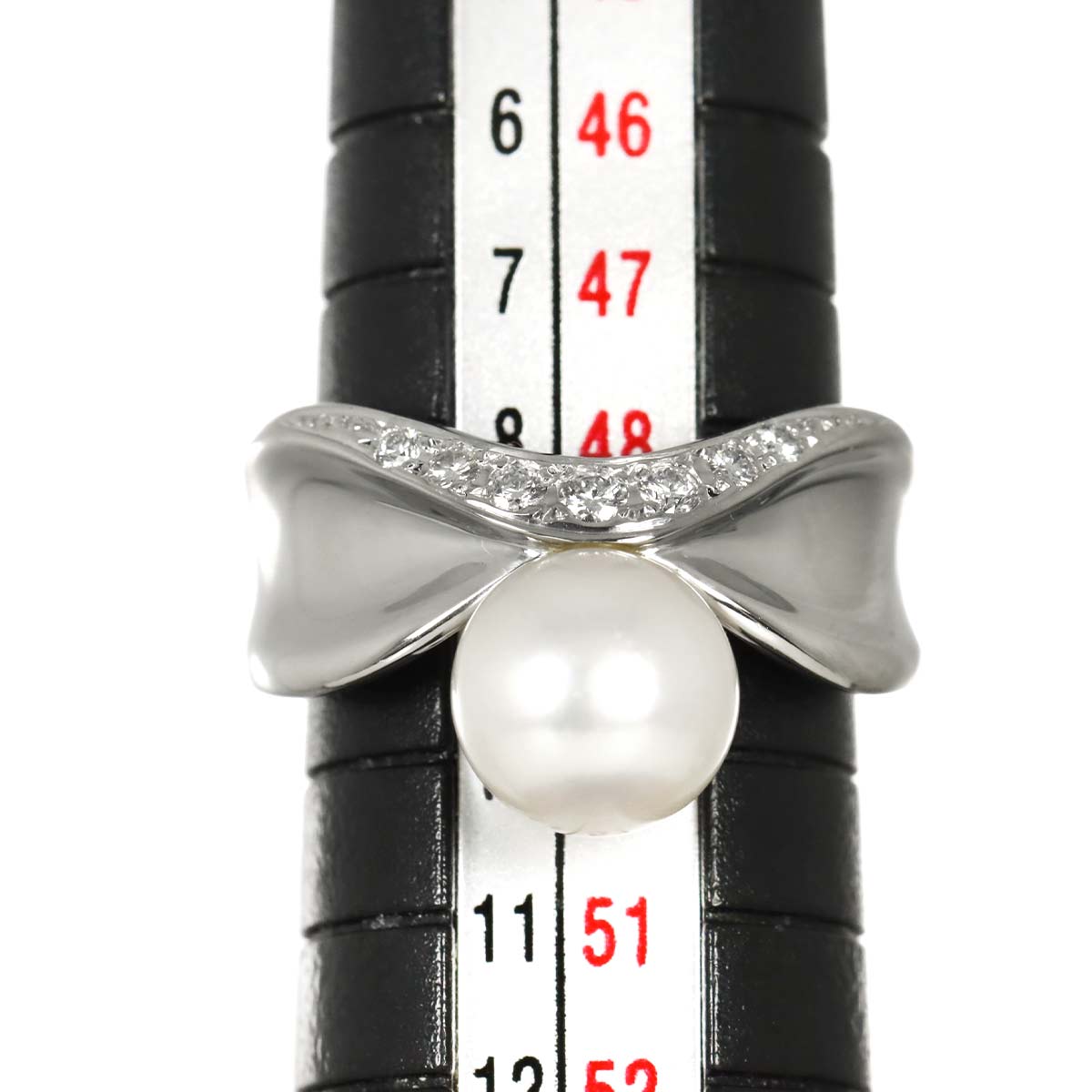 Akoya Pearl 8.0mm Diamond Ring Platinum size4.5(US)