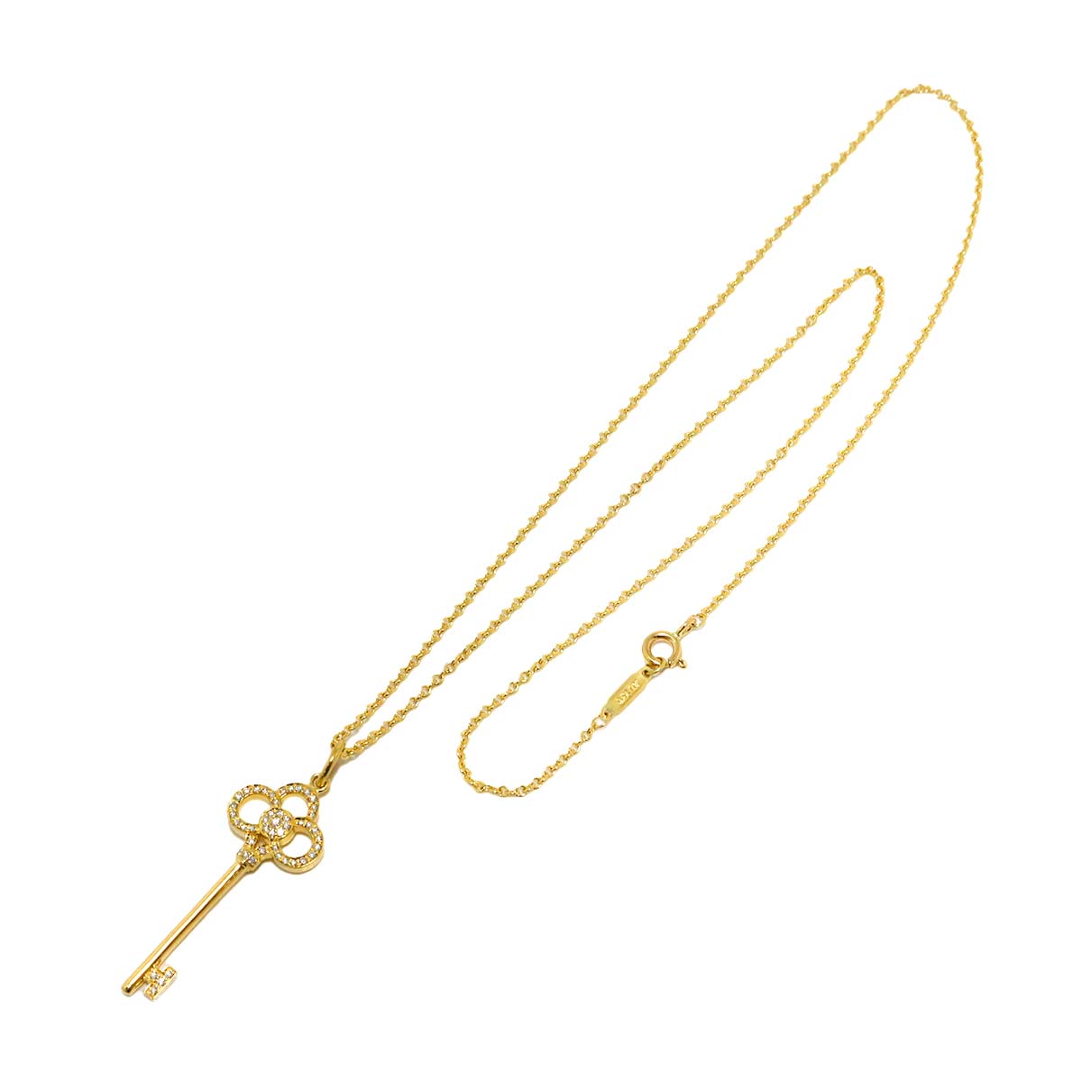 Crown Key Diamond Necklace 18K Yellow Gold 750