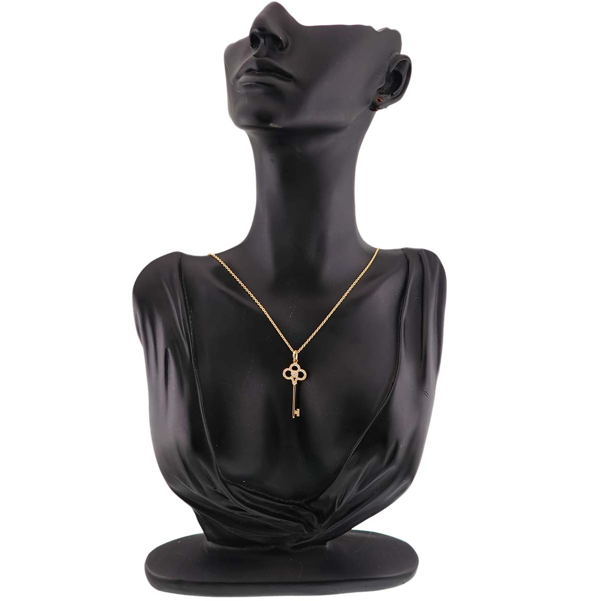 Crown Key Diamond Necklace 18K Yellow Gold 750
