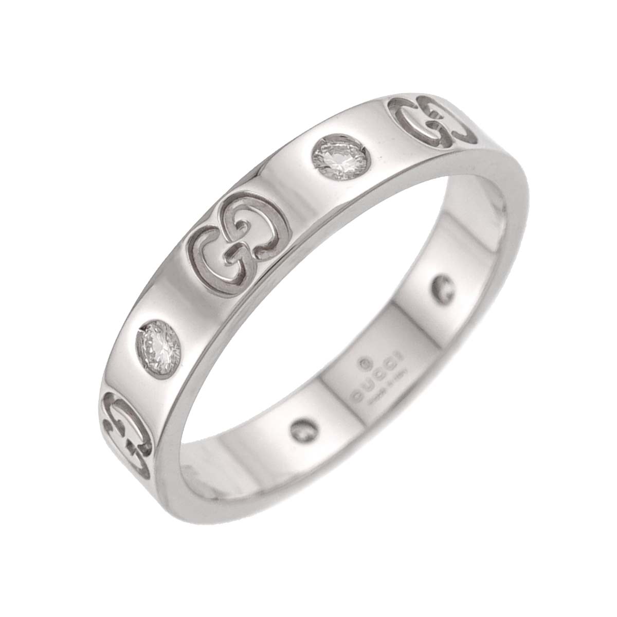 ICON Ring Diamond 18K WG White Gold 750 size17 7.5-7.75(US)
