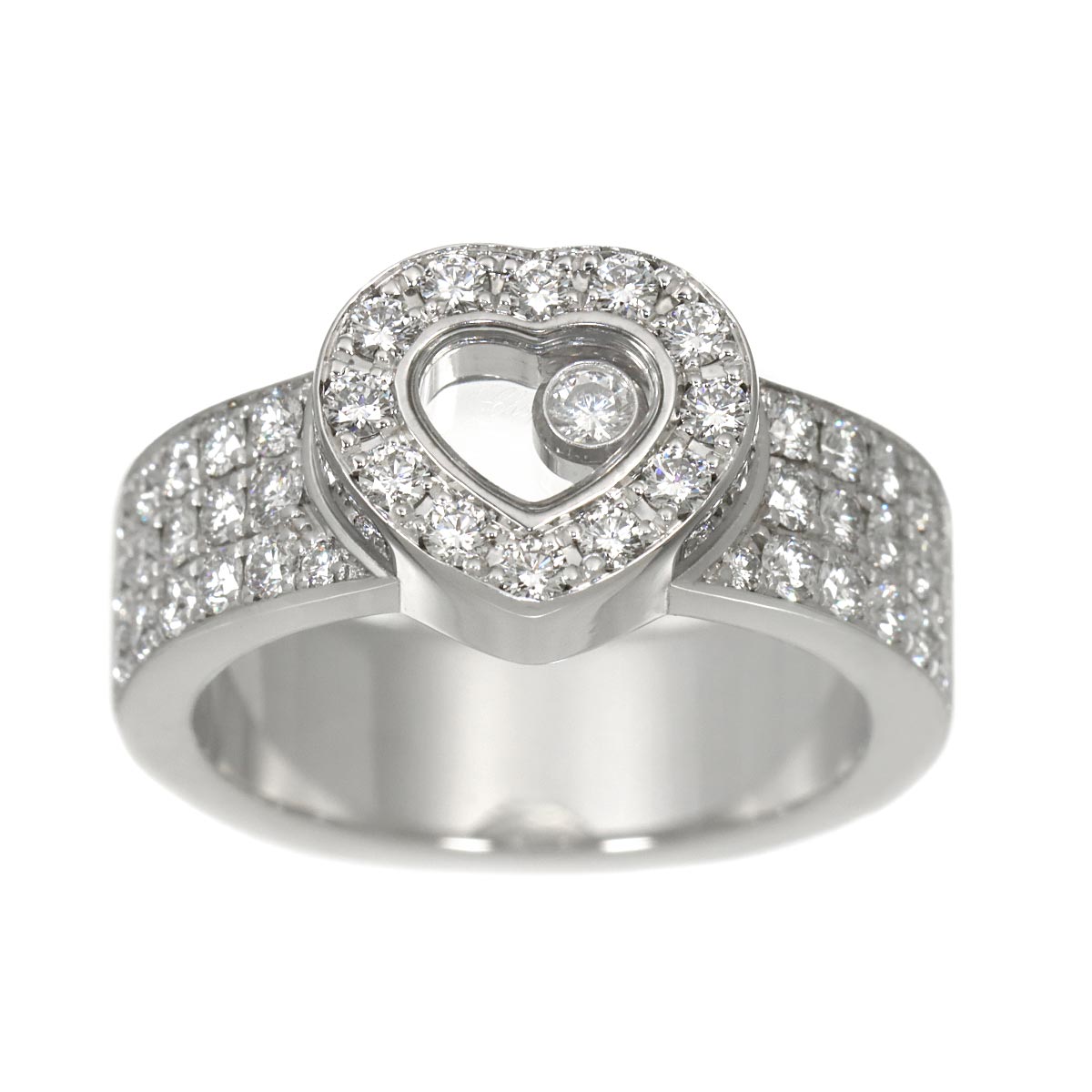 Happy Diamond Heart Ring 18K White Gold 750 Size5.25(US)