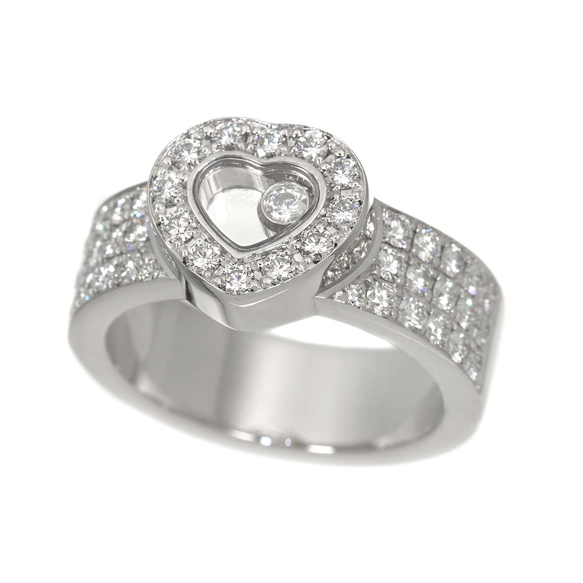 Happy Diamond Heart Ring 18K White Gold 750 Size5.25(US)