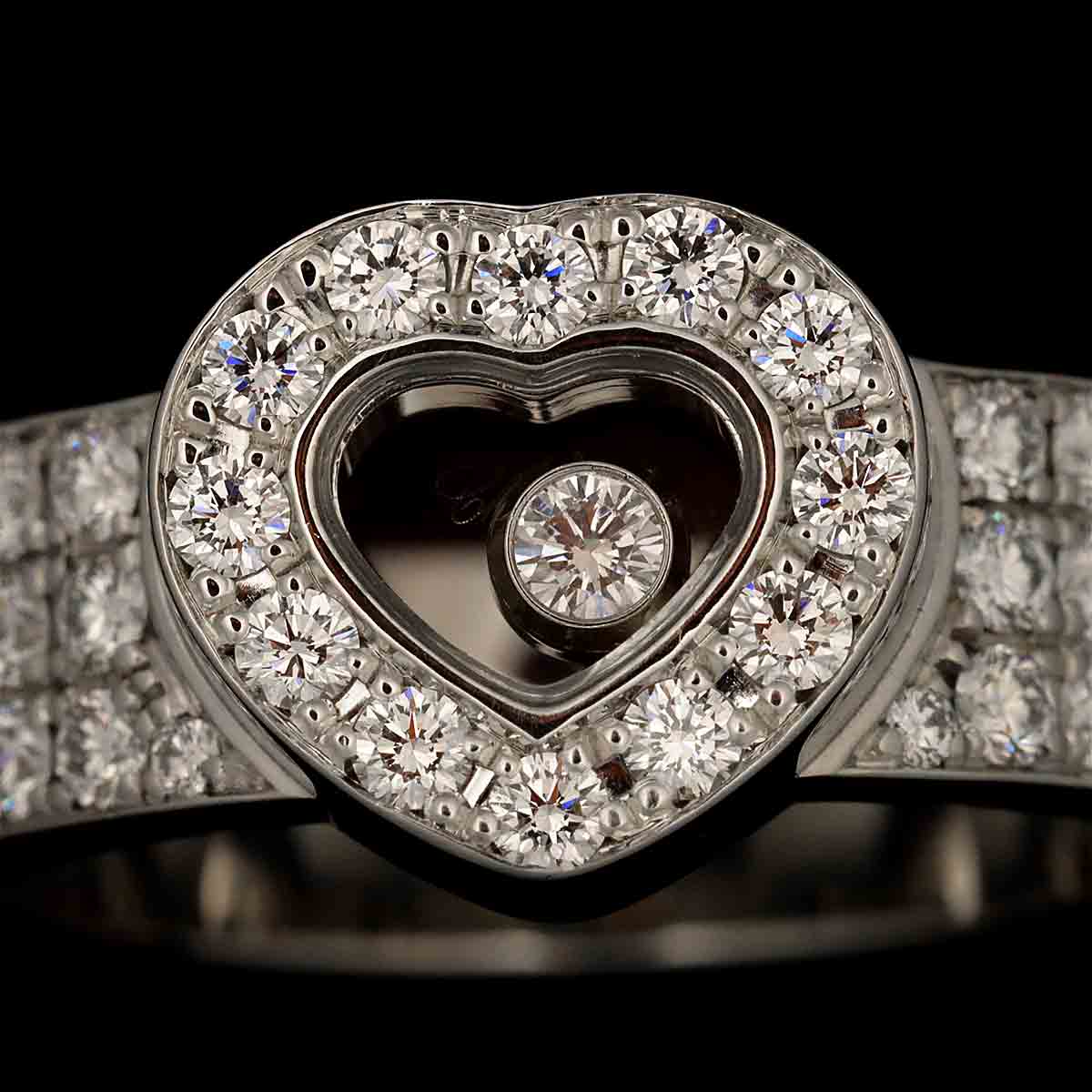 Happy Diamond Heart Ring 18K White Gold 750 Size5.25(US)